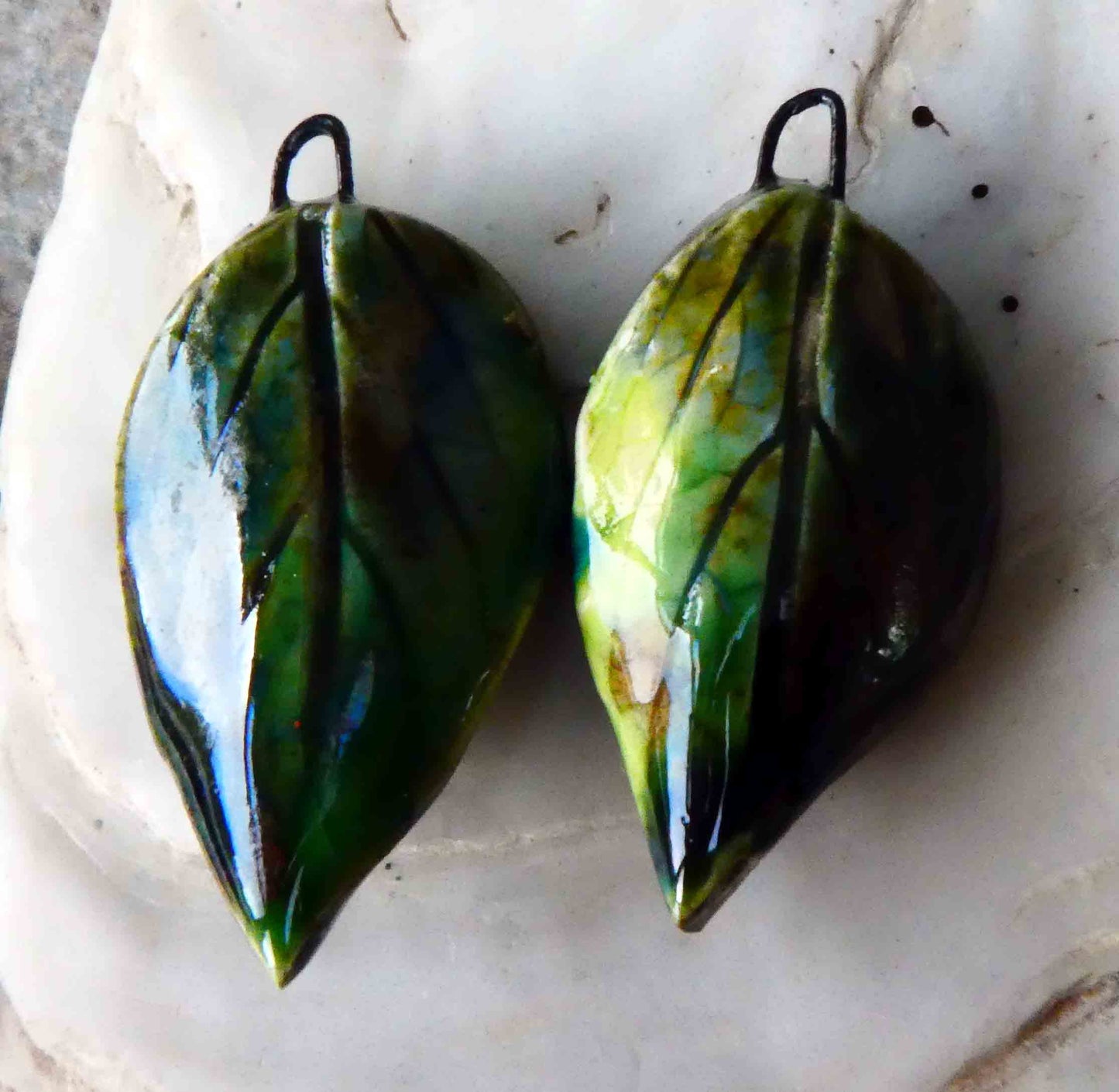 Ceramic Super Slim Leaf Earring Charms #24