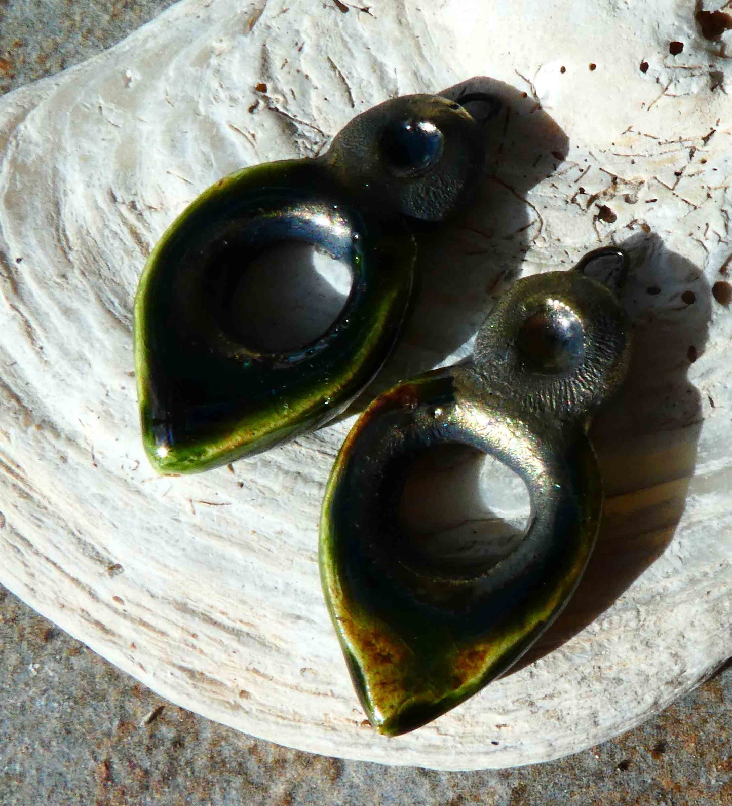 Ceramic Hoopy Dangles -Olive