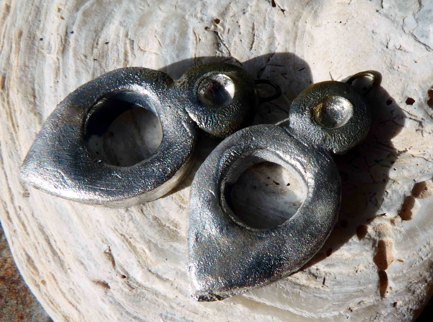 Ceramic Hoopy Dangles -Silver