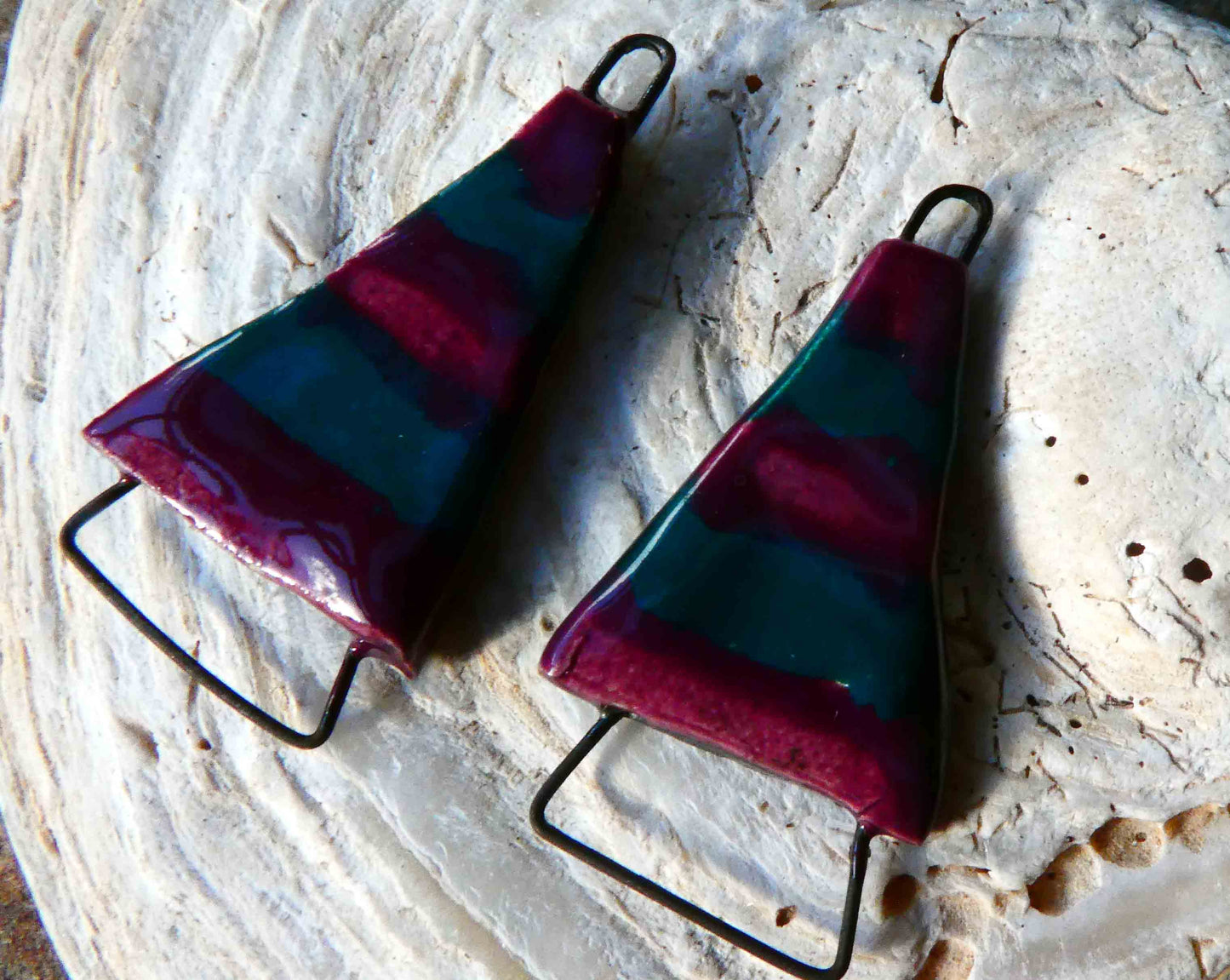 Ceramic Wedge Earring Connectors -Bluegrass and Blueberry Hill