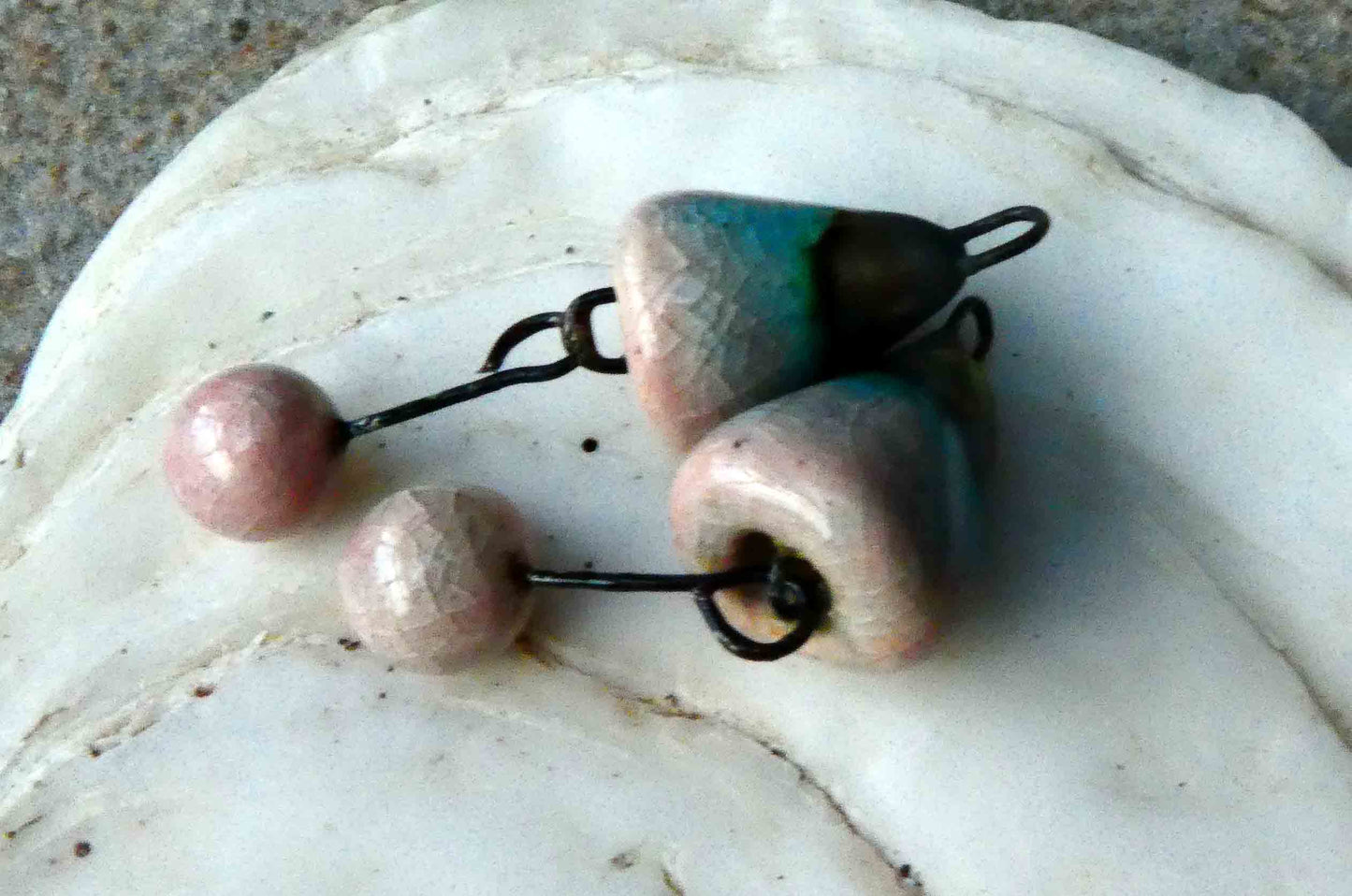 Ceramic Cone and Bobble Dangles -Orchid