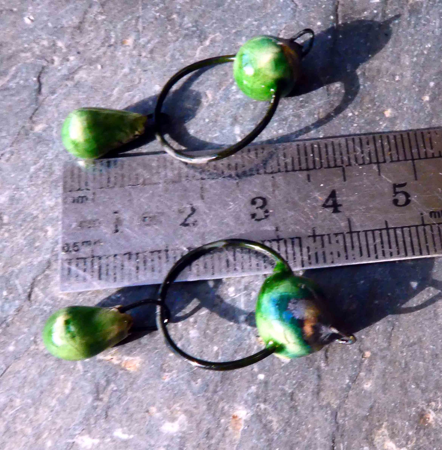 Ceramic Hoopy Bobbles and Droplet Earring Dangles - Algae Bloom