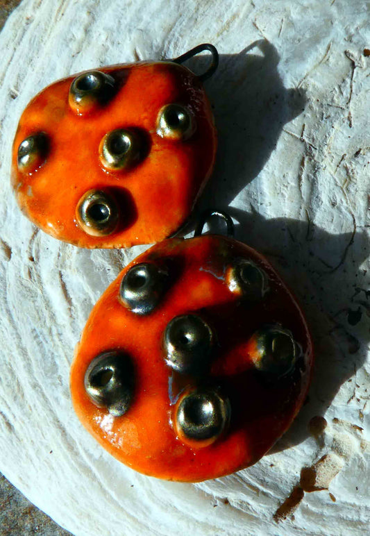 Ceramic Toadstool Caps Earring Charms - Wildfire