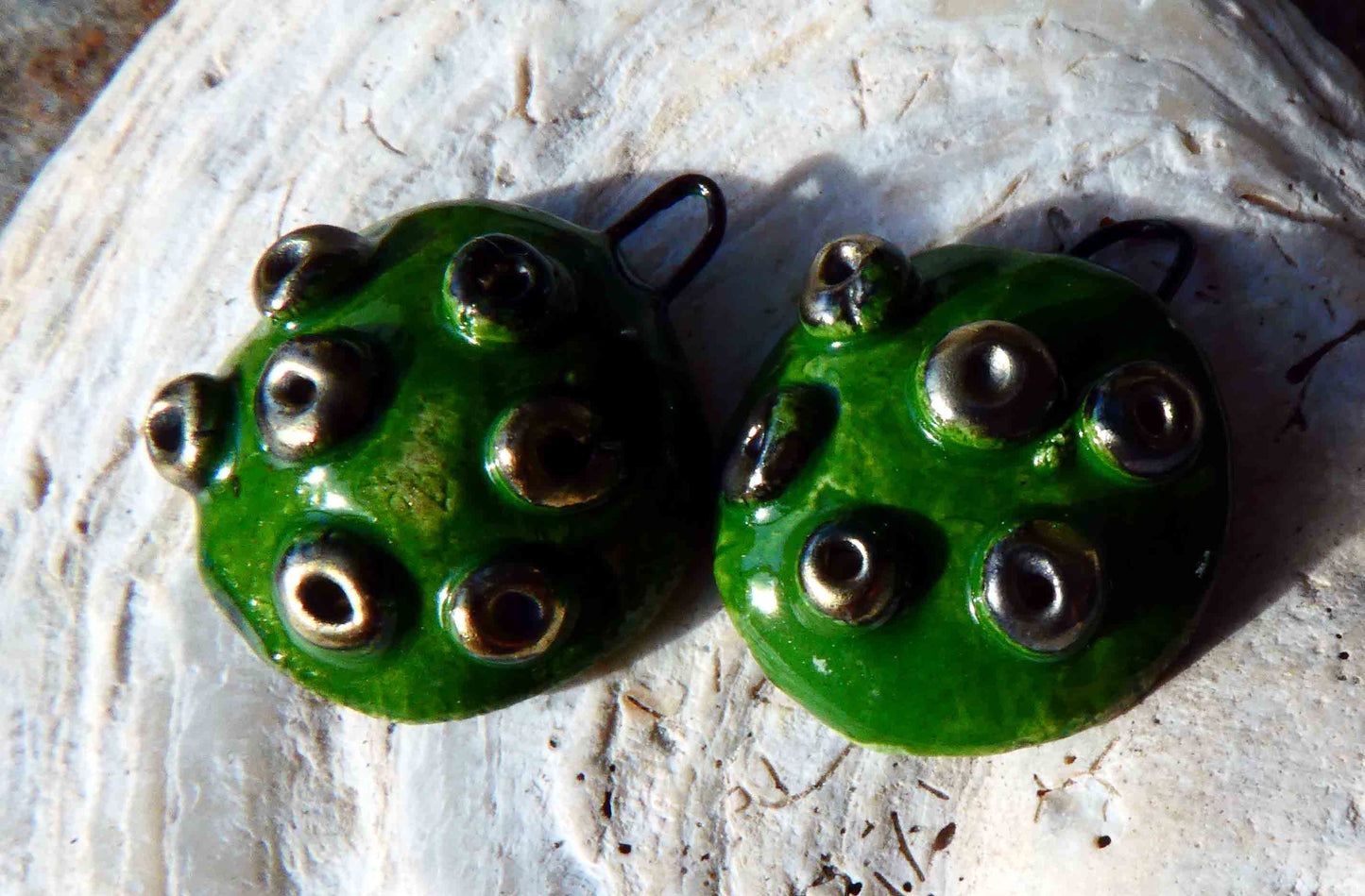 Ceramic Toadstool Caps Earring Charms - Froggy
