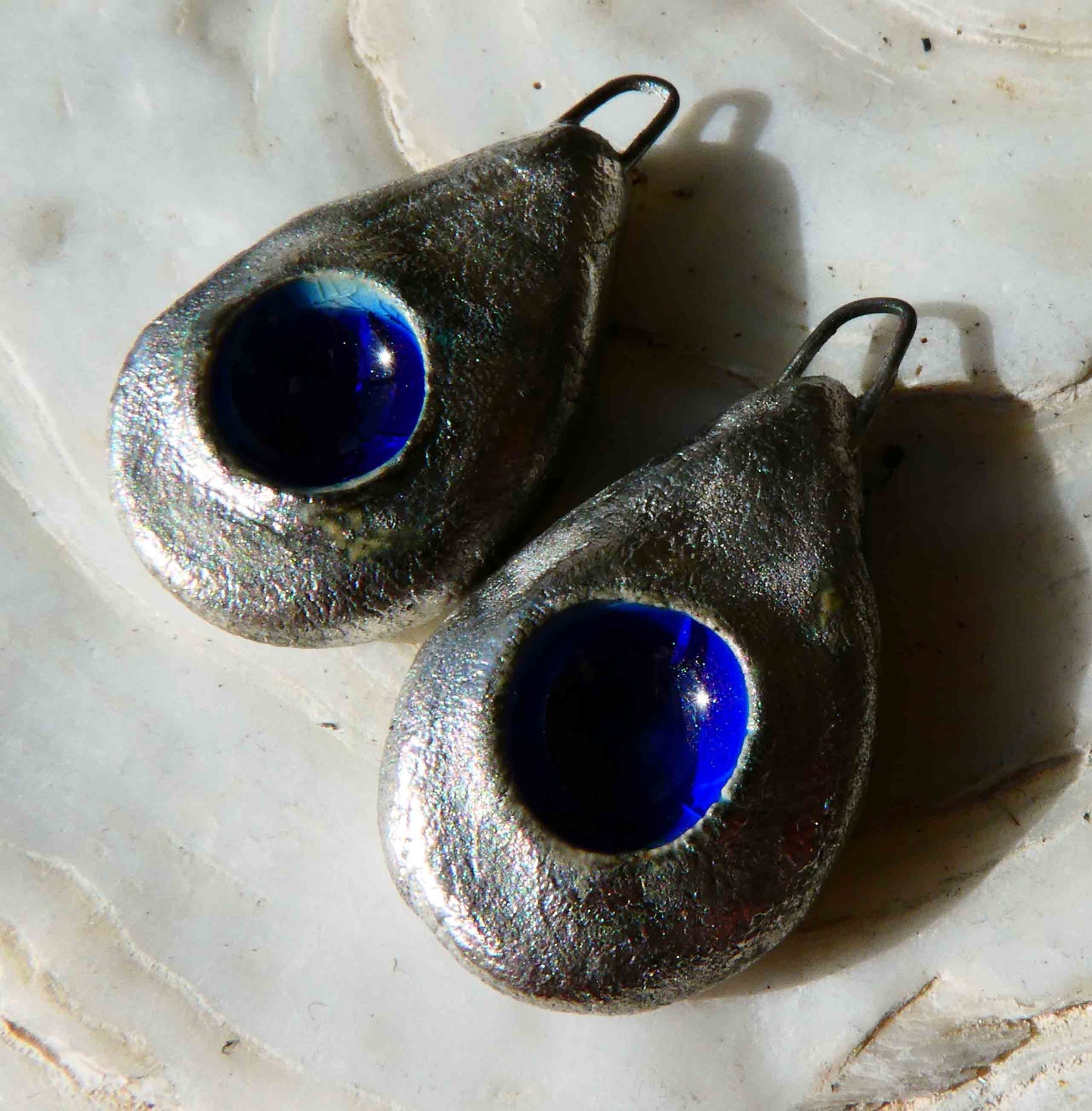 Ceramic  Silver Teardrop Enamel Earring Charms-Wild Violet