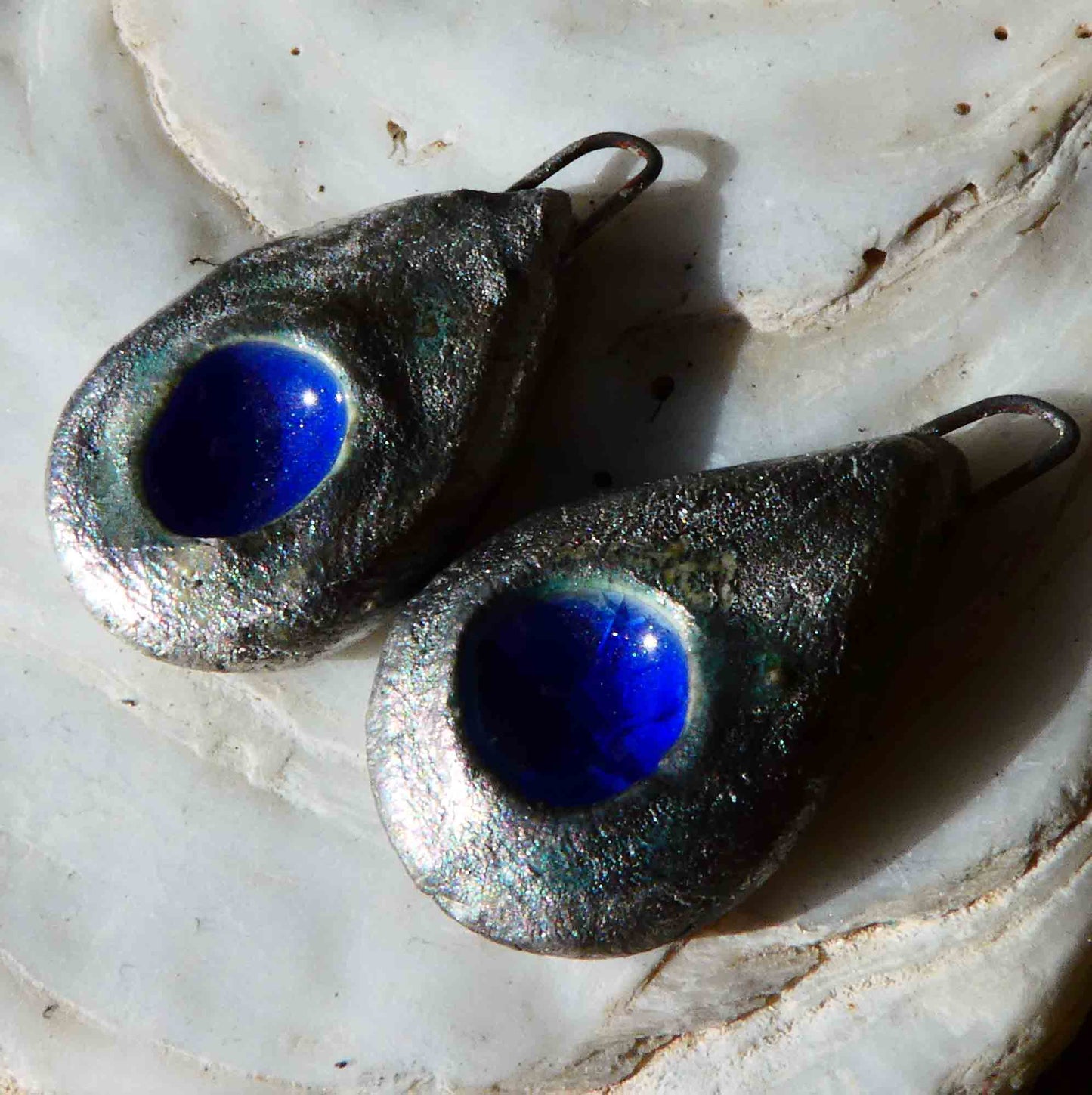 Ceramic  Silver Teardrop Enamel Earring Charms- Blue