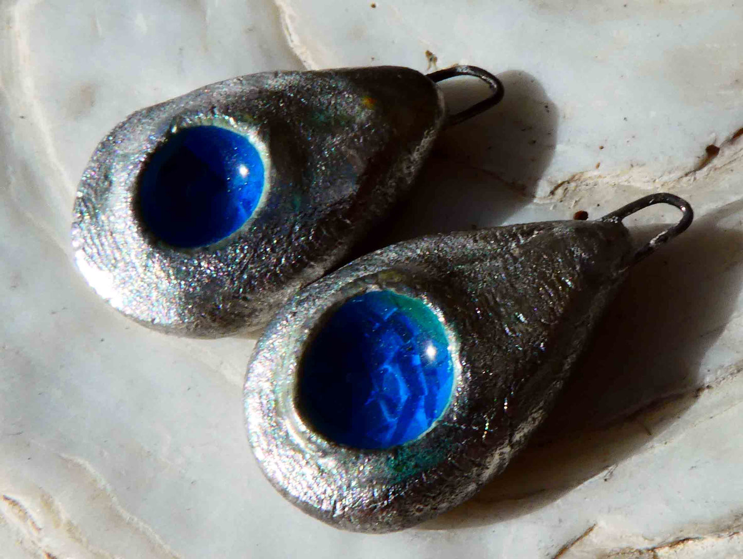 Ceramic  Silver Teardrop Enamel Earring Charms-Turquoise