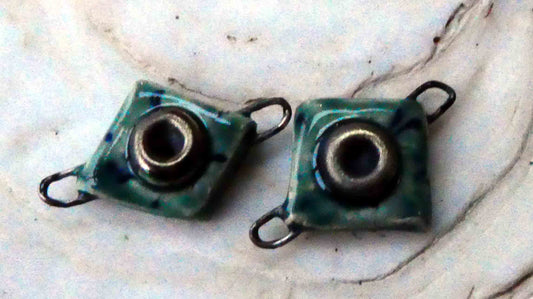 Ceramic Diamond Rivet Earring Connectors - Blooming Blue