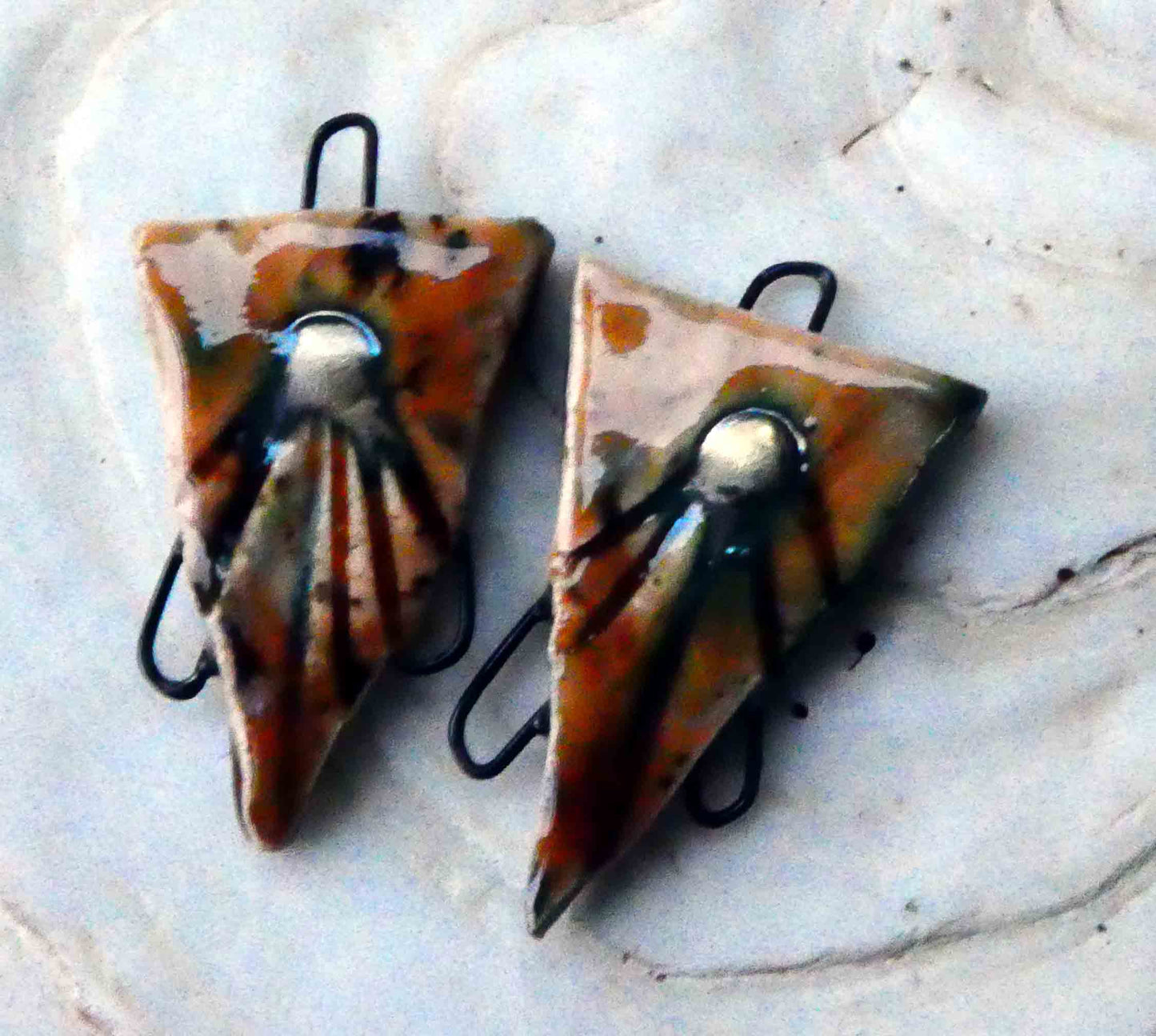 Ceramic Dagger Earring Connectors - Oriental Caramel
