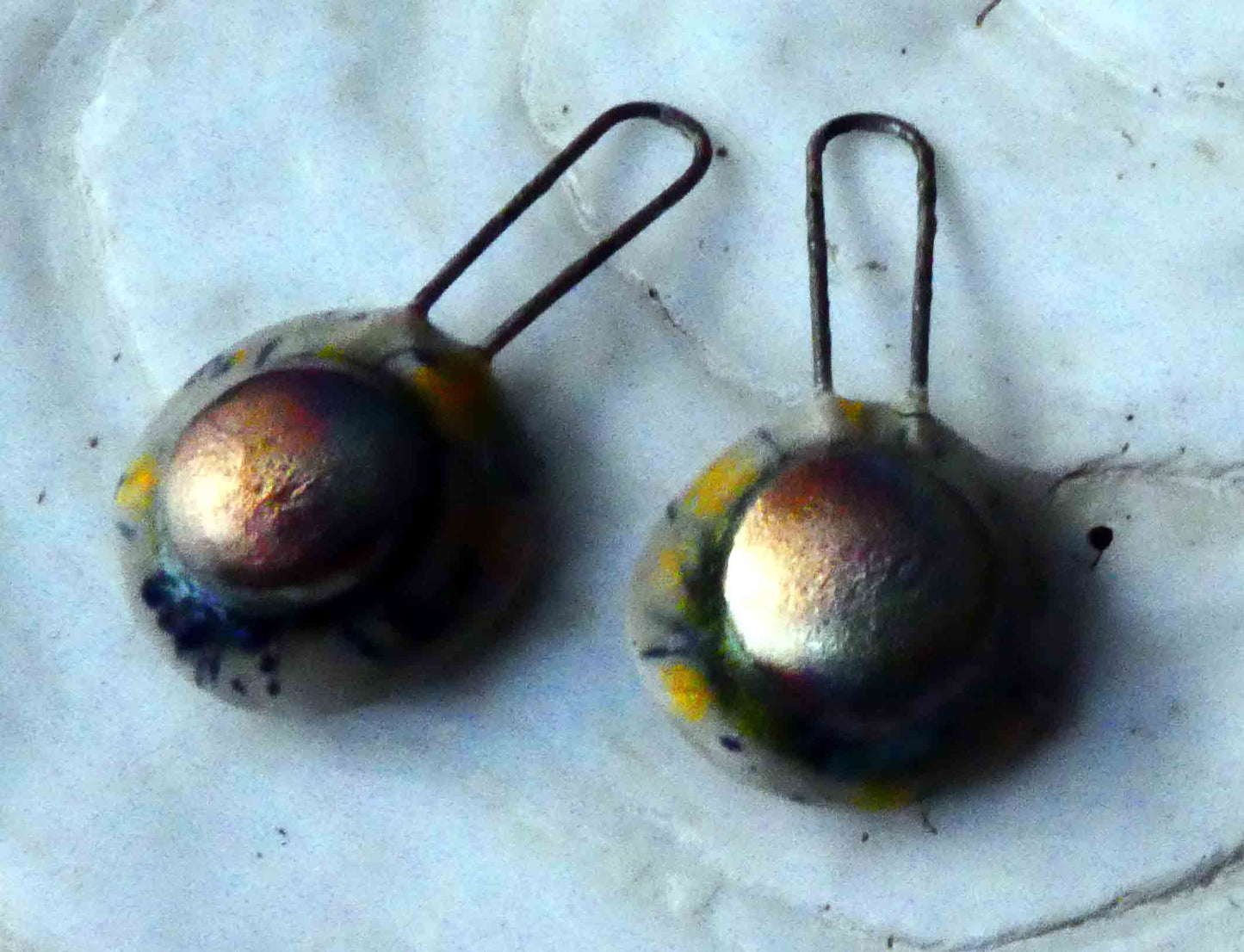 Ceramic Long Hoop Disc Earring Charms -Fireflies