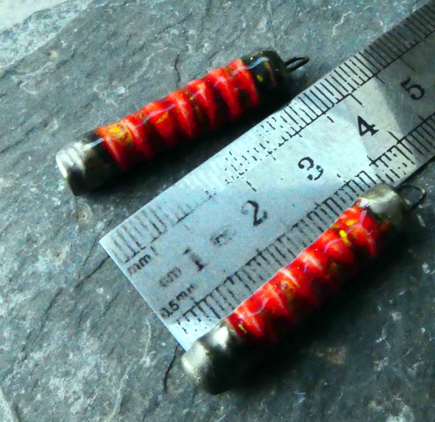 Ceramic Ribbed Sticks Earring Charms -Firecracker