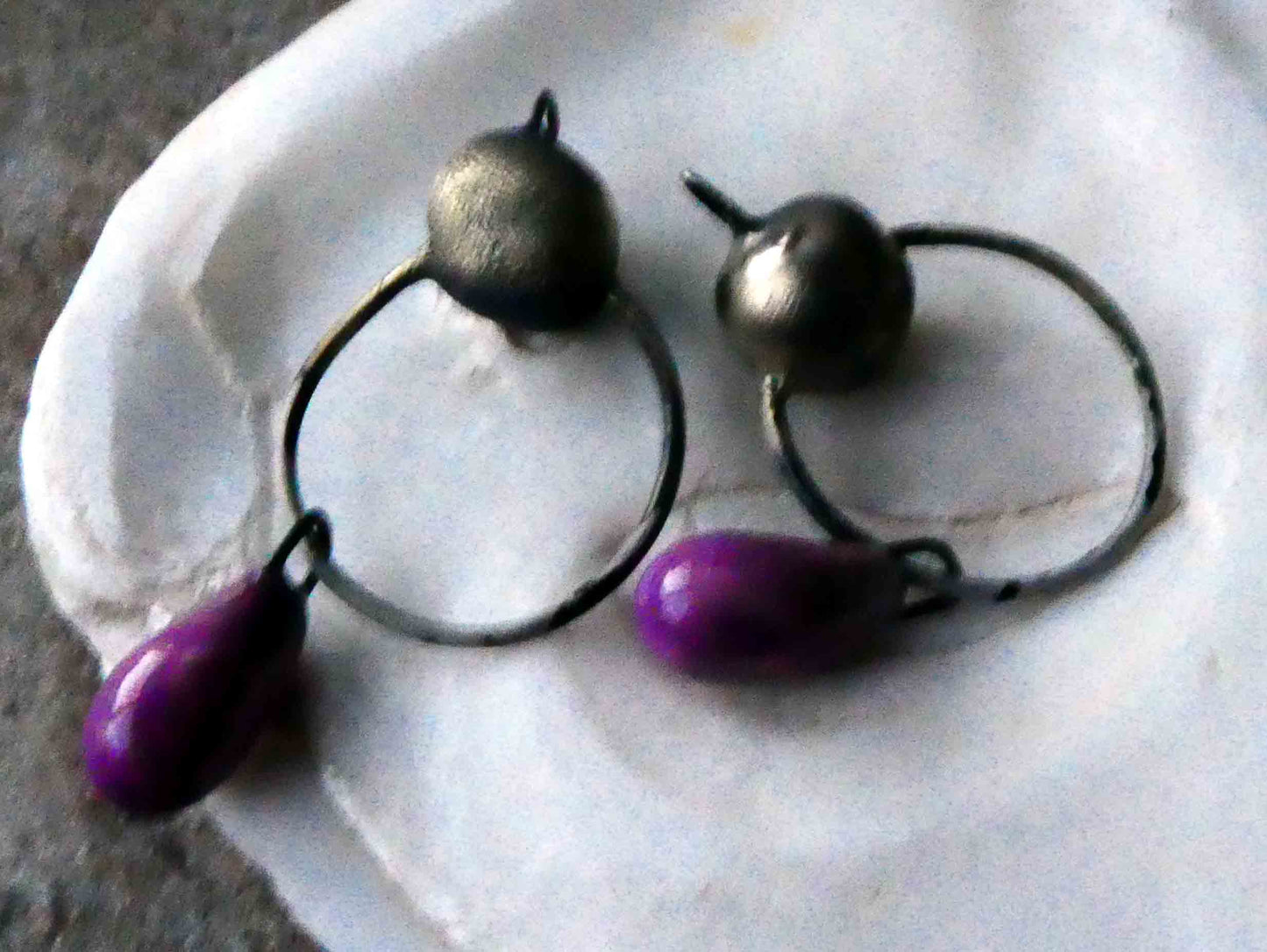 Ceramic Hoop and Droplet Earring Dangles - Grapel