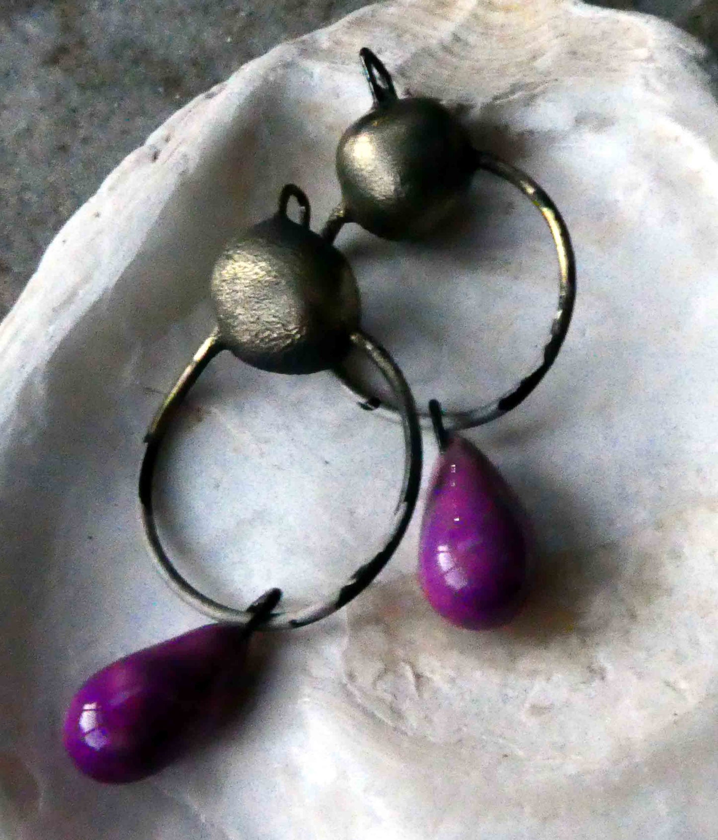 Ceramic Hoop and Droplet Earring Dangles - Grapel