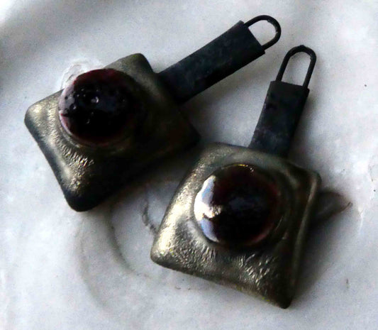 Ceramic Moulded Squares Earring Dangles - Peppered Raspberry