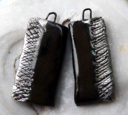 Ceramic Textured Tablet Earring Charms -Reflecting