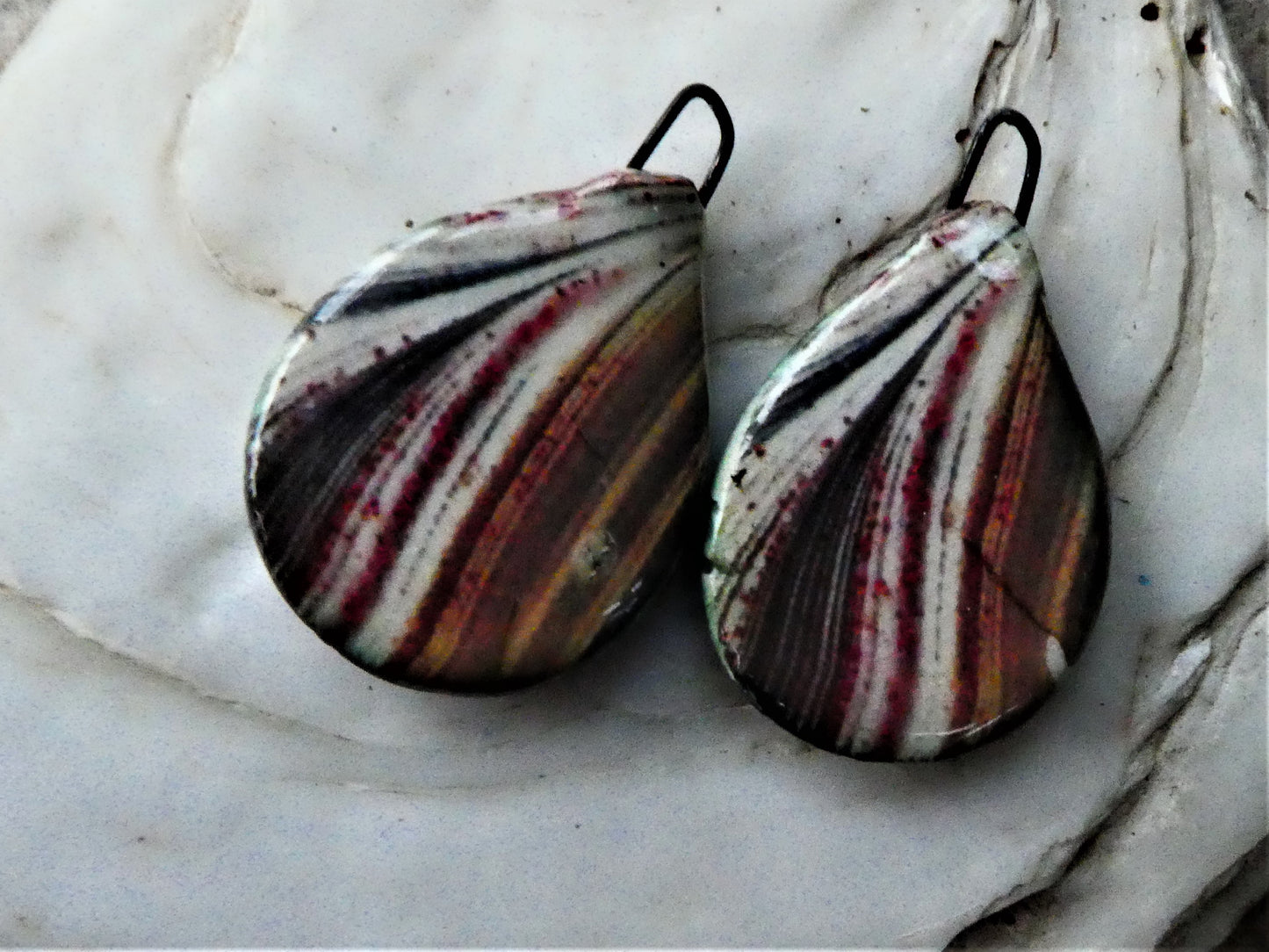 Ceramic Decal Glossy Gemstone Slice Earring Charms #15