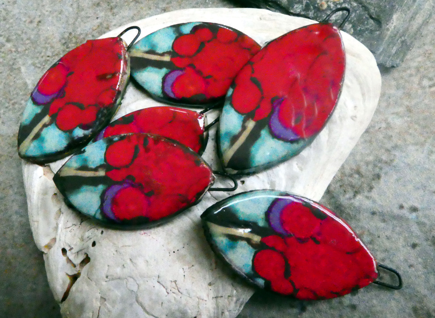 Ceramic Painted Drop Decal Earring Charms #14