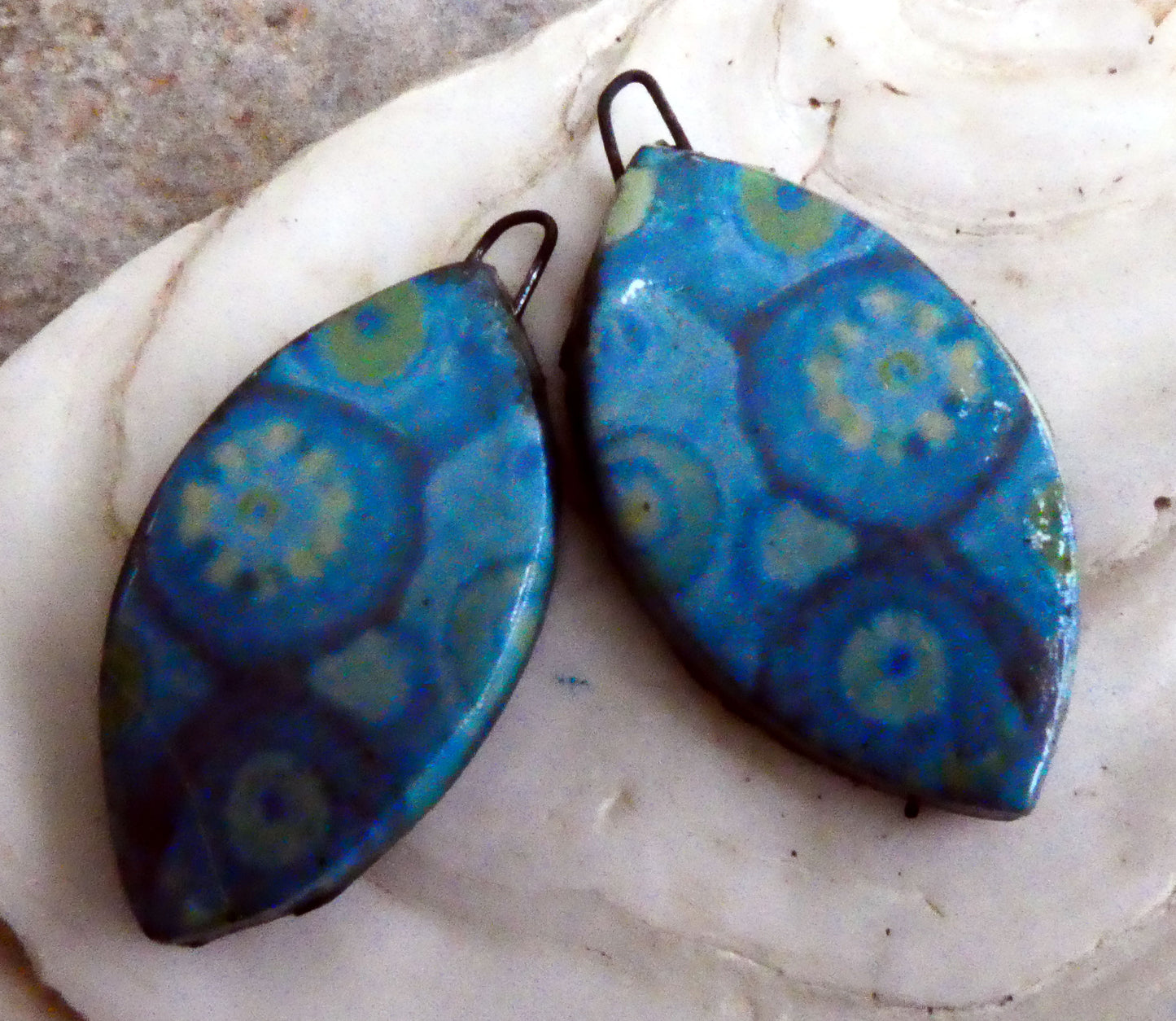 Ceramic Painted Drop Decal Earring Charms #40