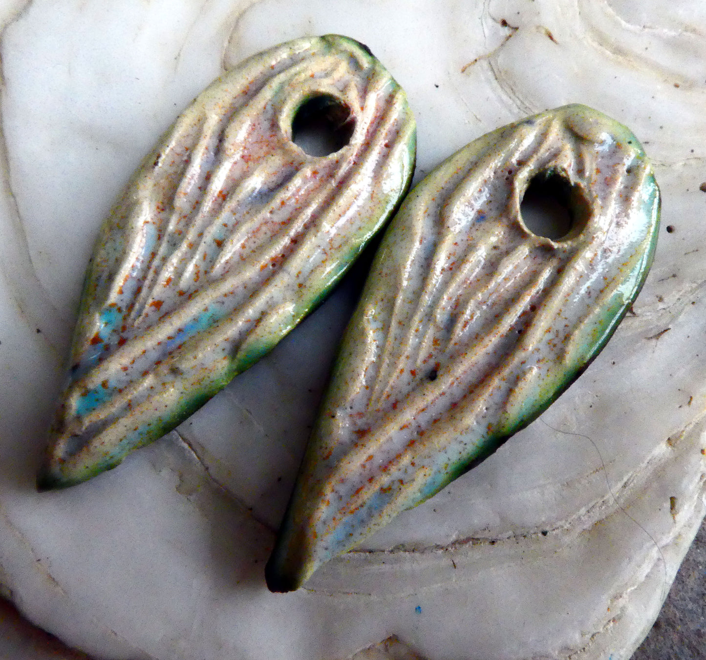 Ceramic Barky Textured Shard Earring Charms - Arizona