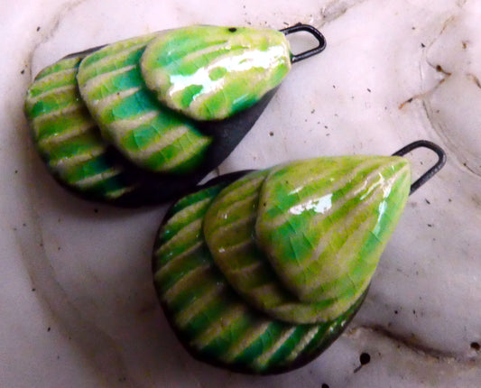 Ceramic Shell Stack Earring Charms -Lime