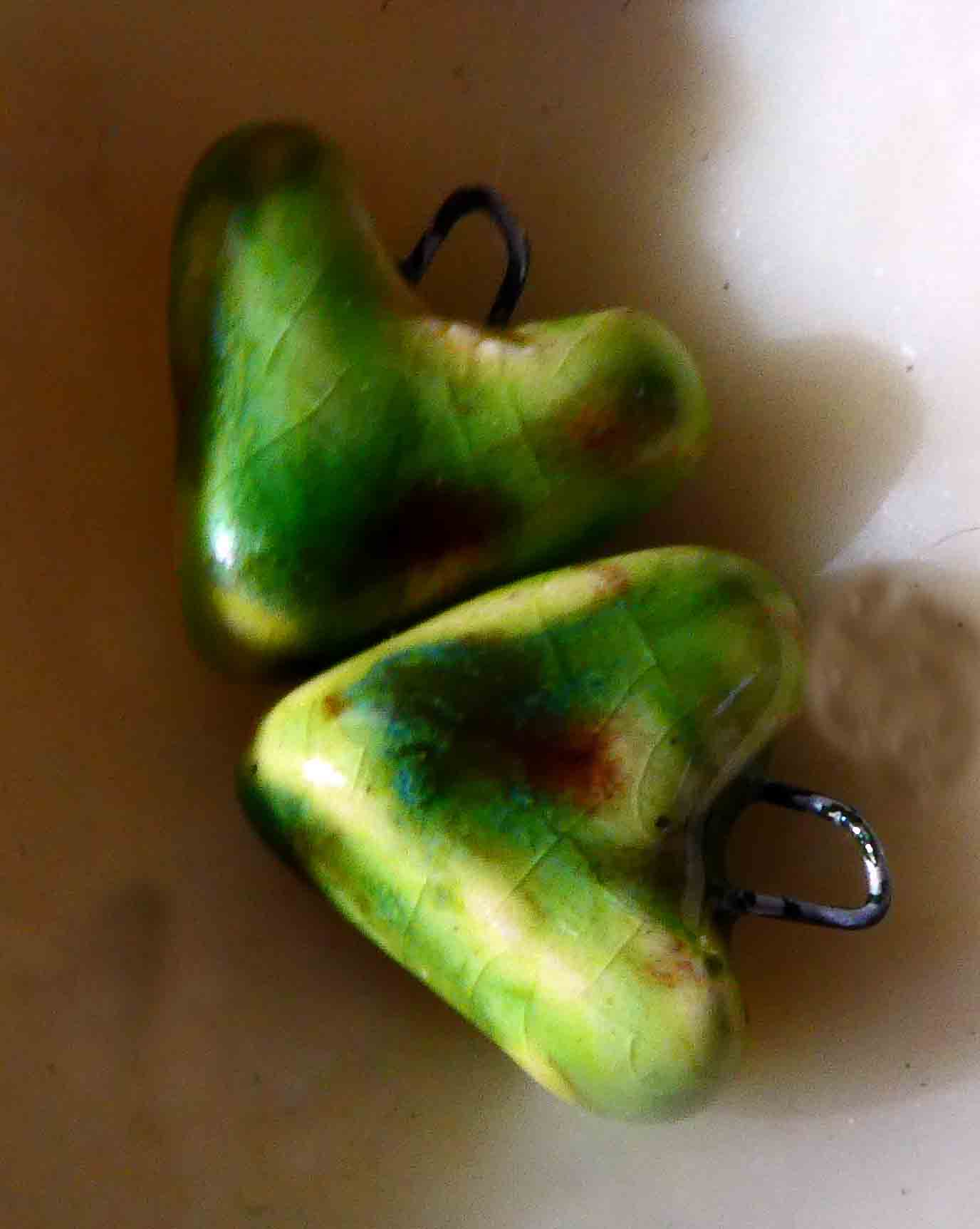 Ceramic Hearts Earring Charms -Pistachio