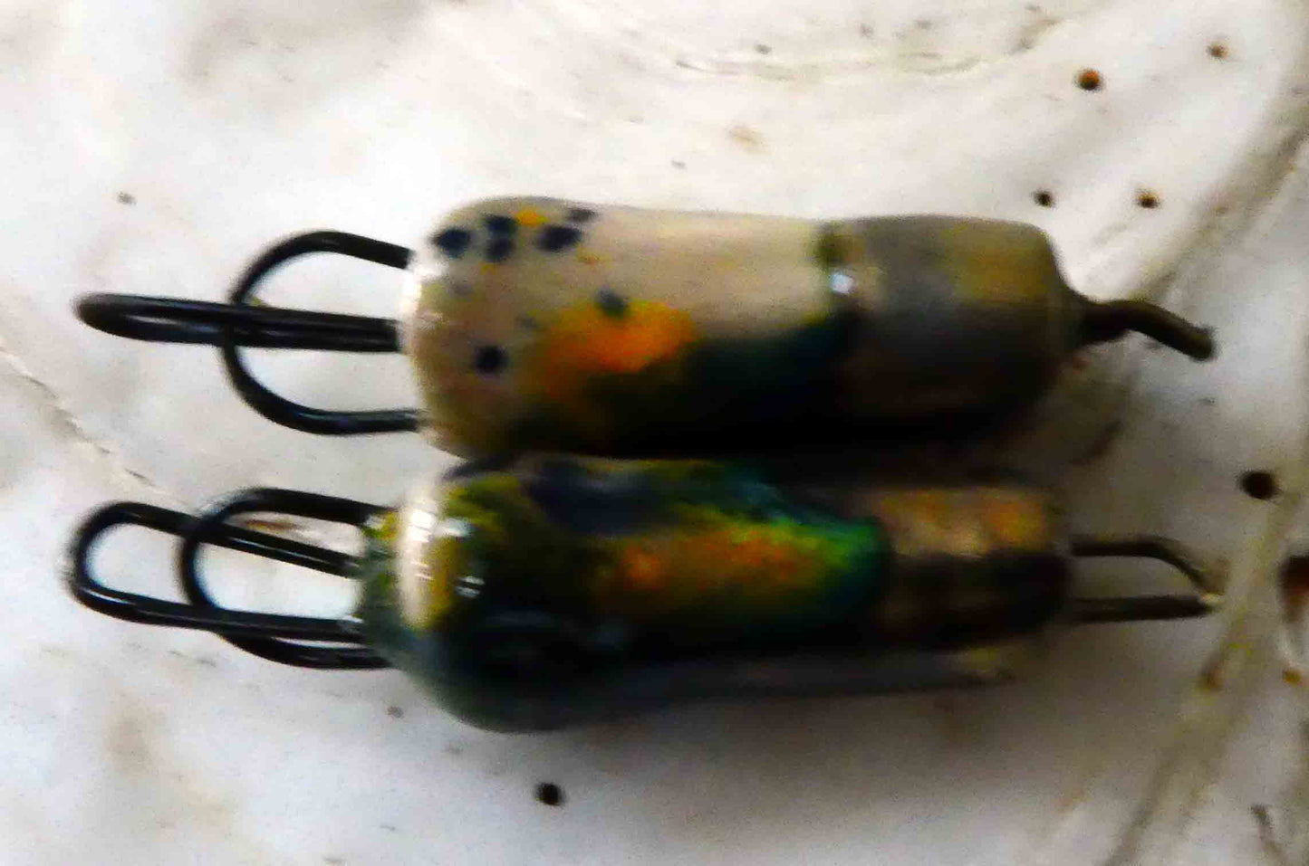 Ceramic Little Barrel Two Hoop Earring Connectors - Fireflies