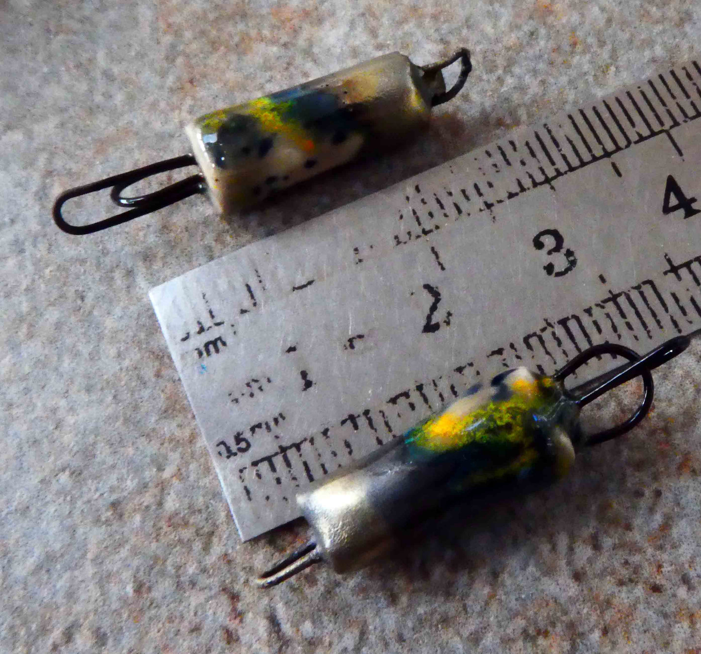 Ceramic Little Barrel Two Hoop Earring Connectors - Fireflies