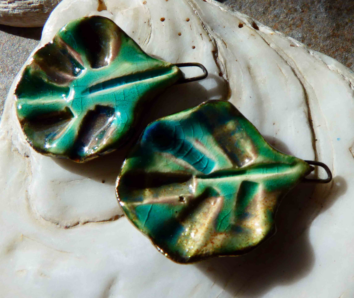 Ceramic Frilly Leaves Earring Charms #2