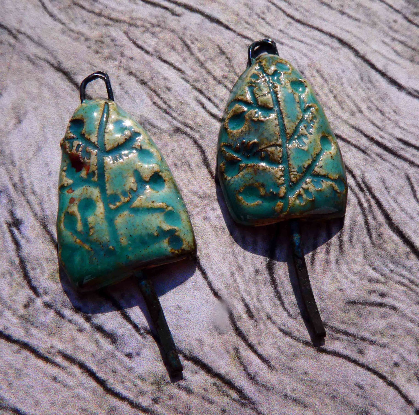 Ceramic Tree Earring Dangles -Soft Green