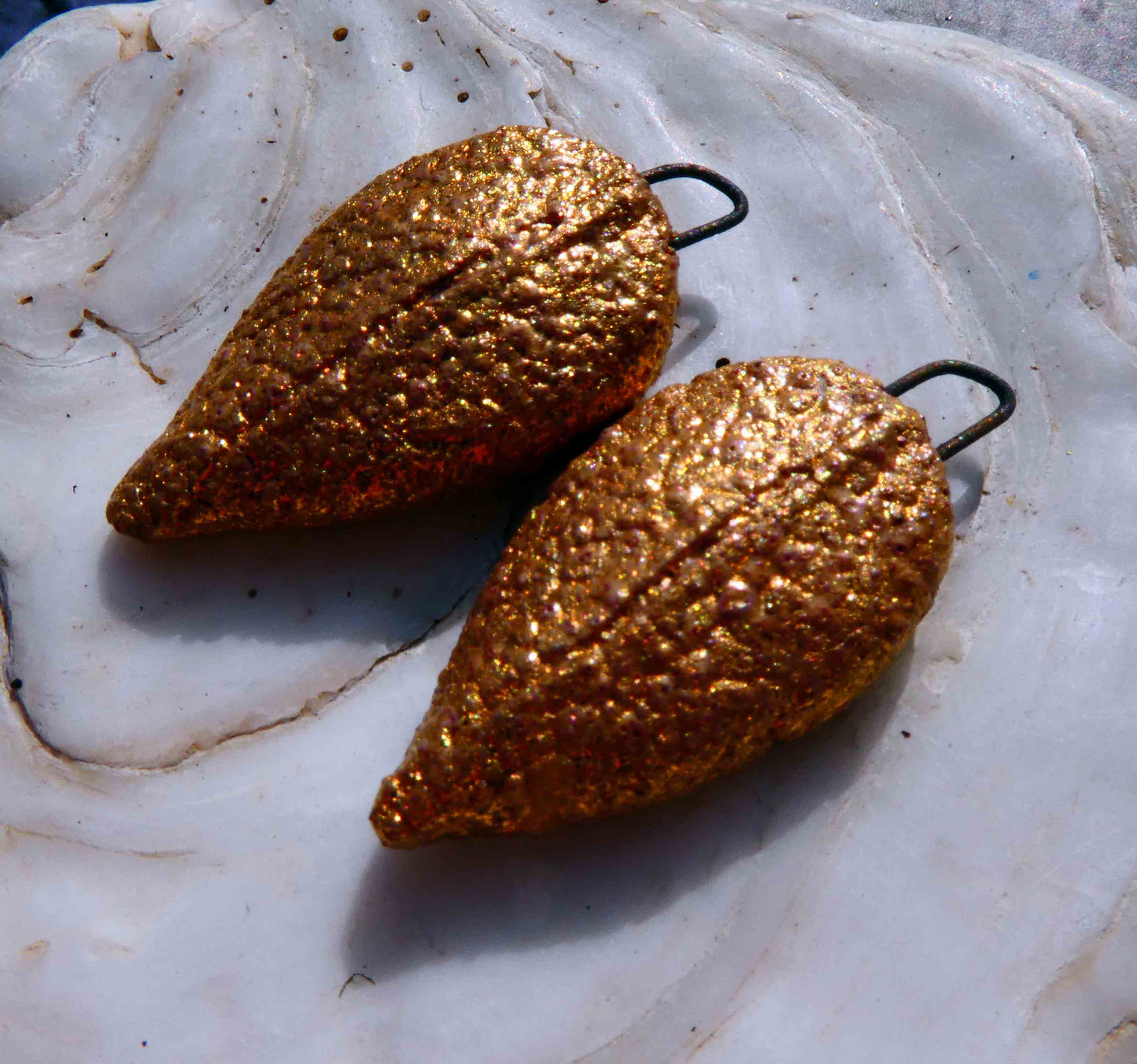 Ceramic Leaf Earring Charms - Enamel Gold