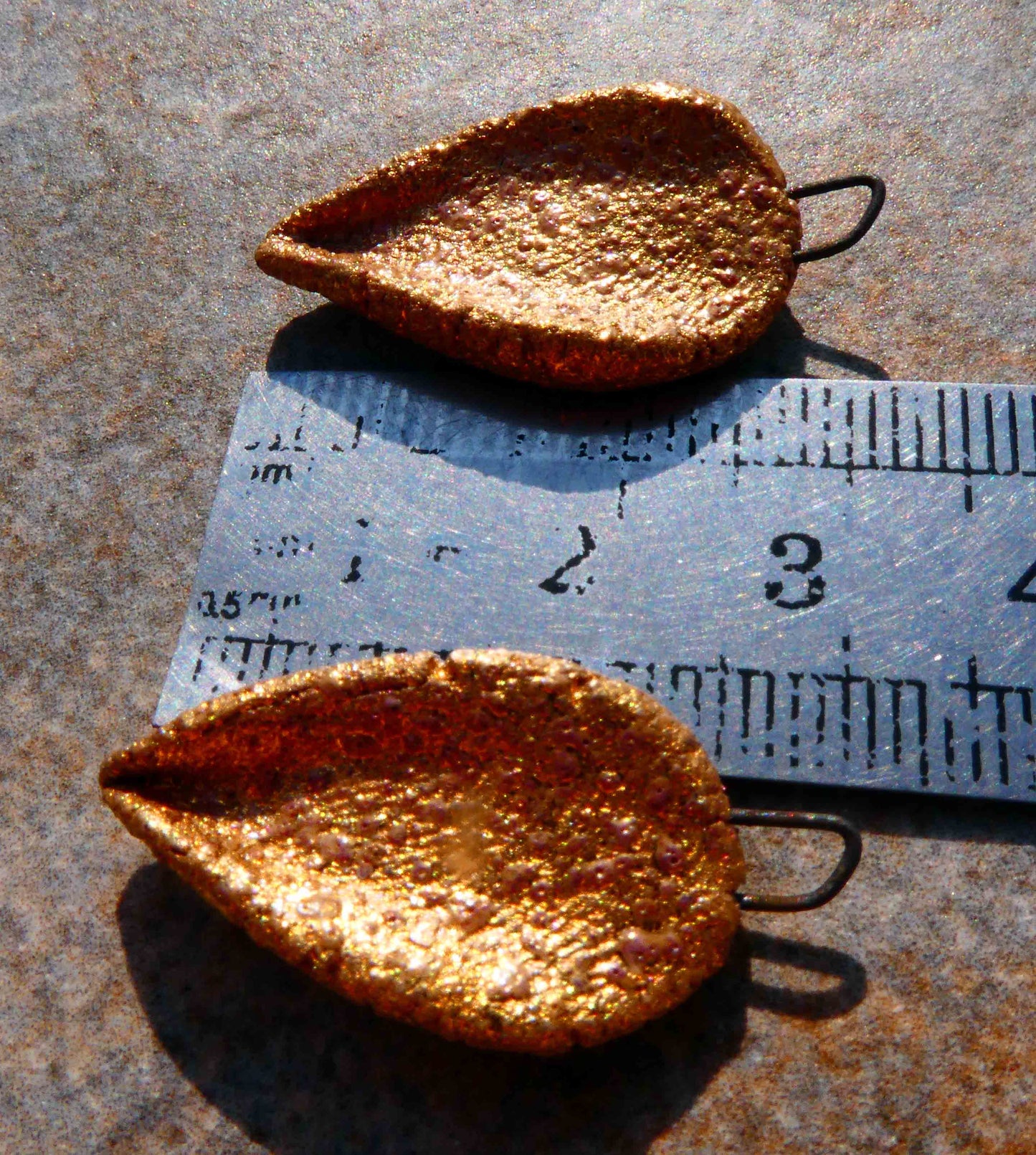 Ceramic Leaf Earring Charms - Enamel Gold