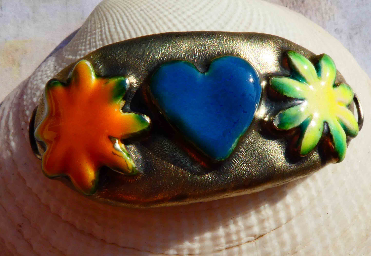 For Ukraine - Ceramic Heart and Flowers Bracelet Focal