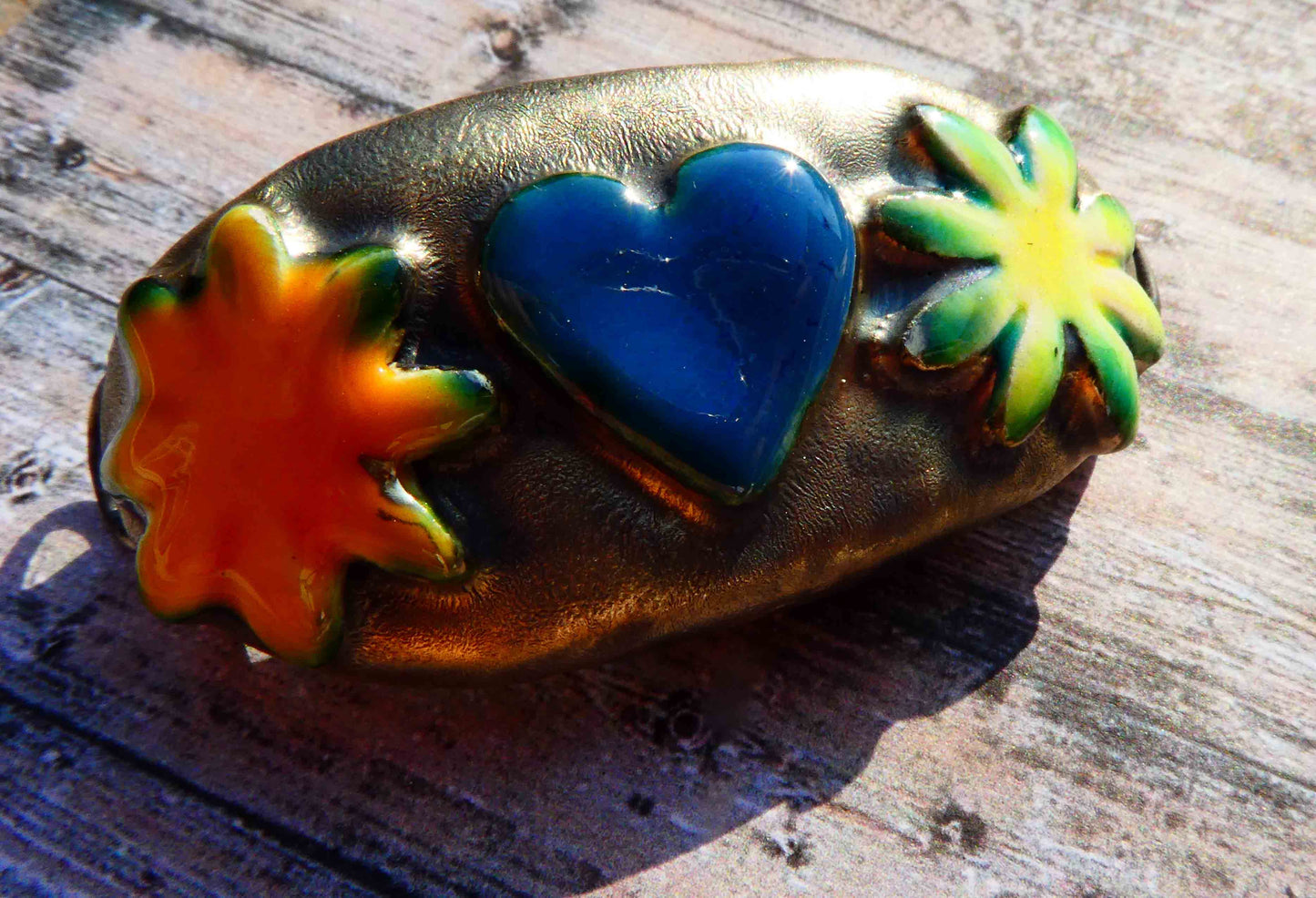 For Ukraine - Ceramic Heart and Flowers Bracelet Focal