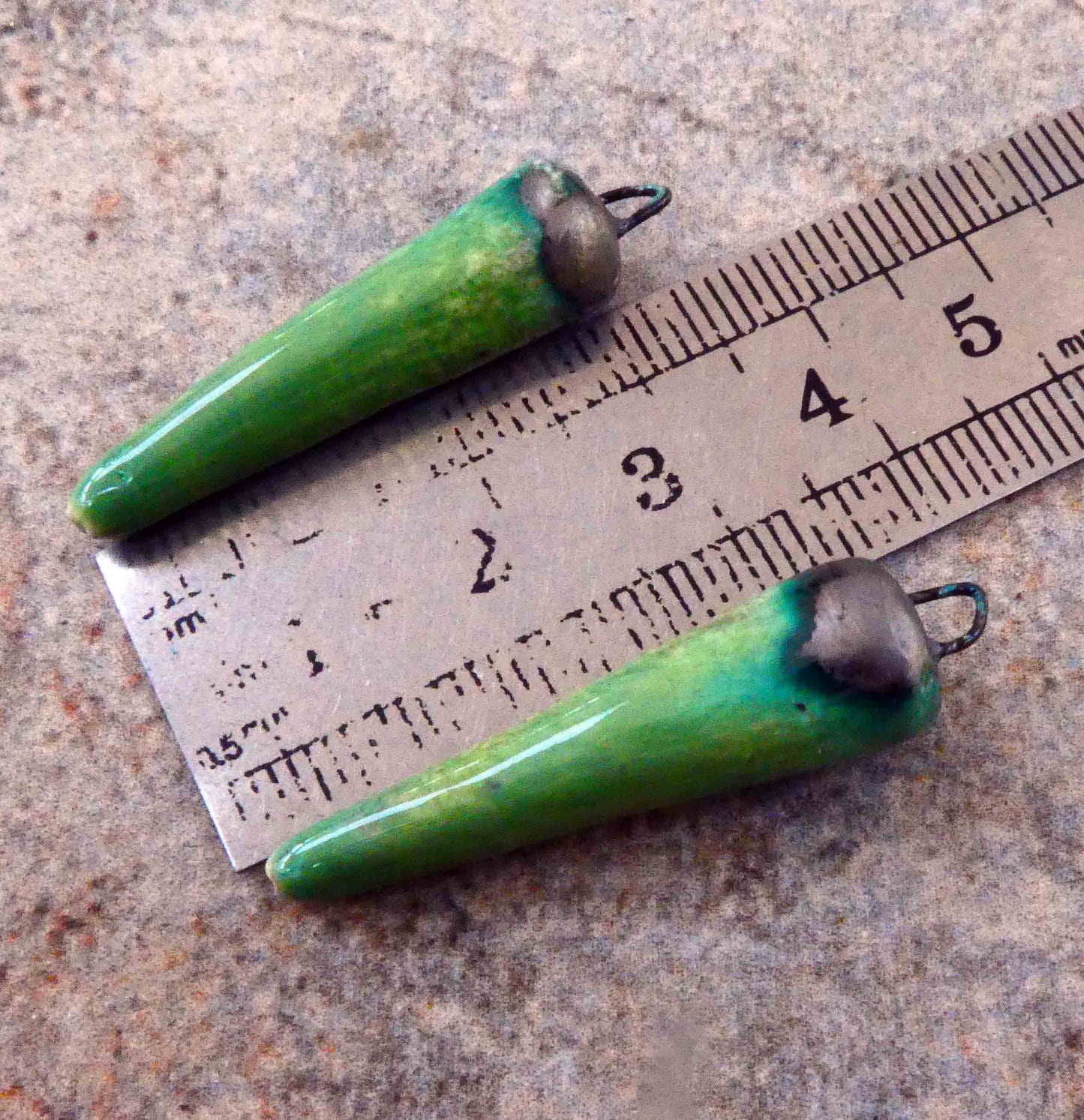 Ceramic Spikes Earring Charms -Fern