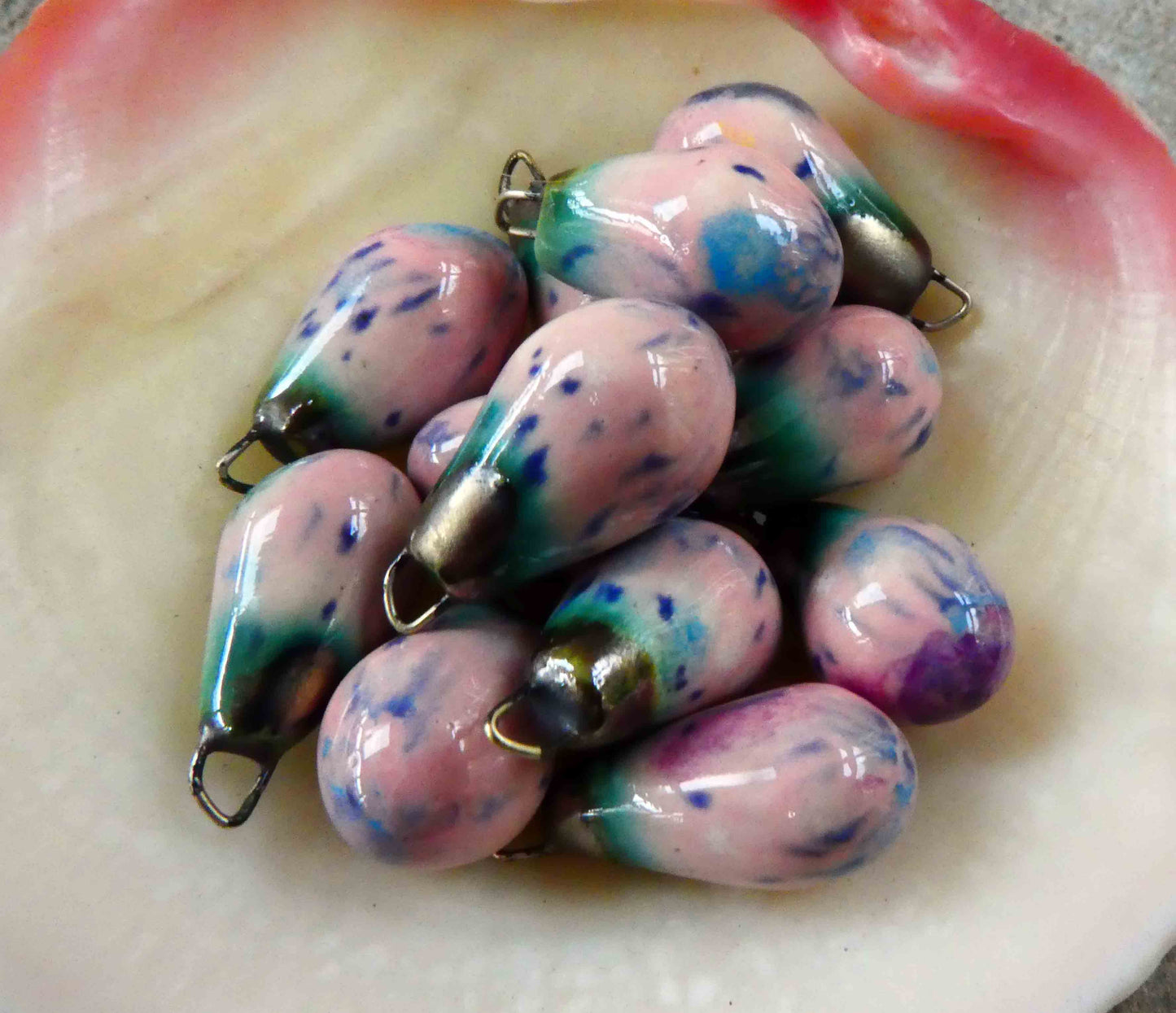 Ceramic Drops Earring Charms -Pink Pixie