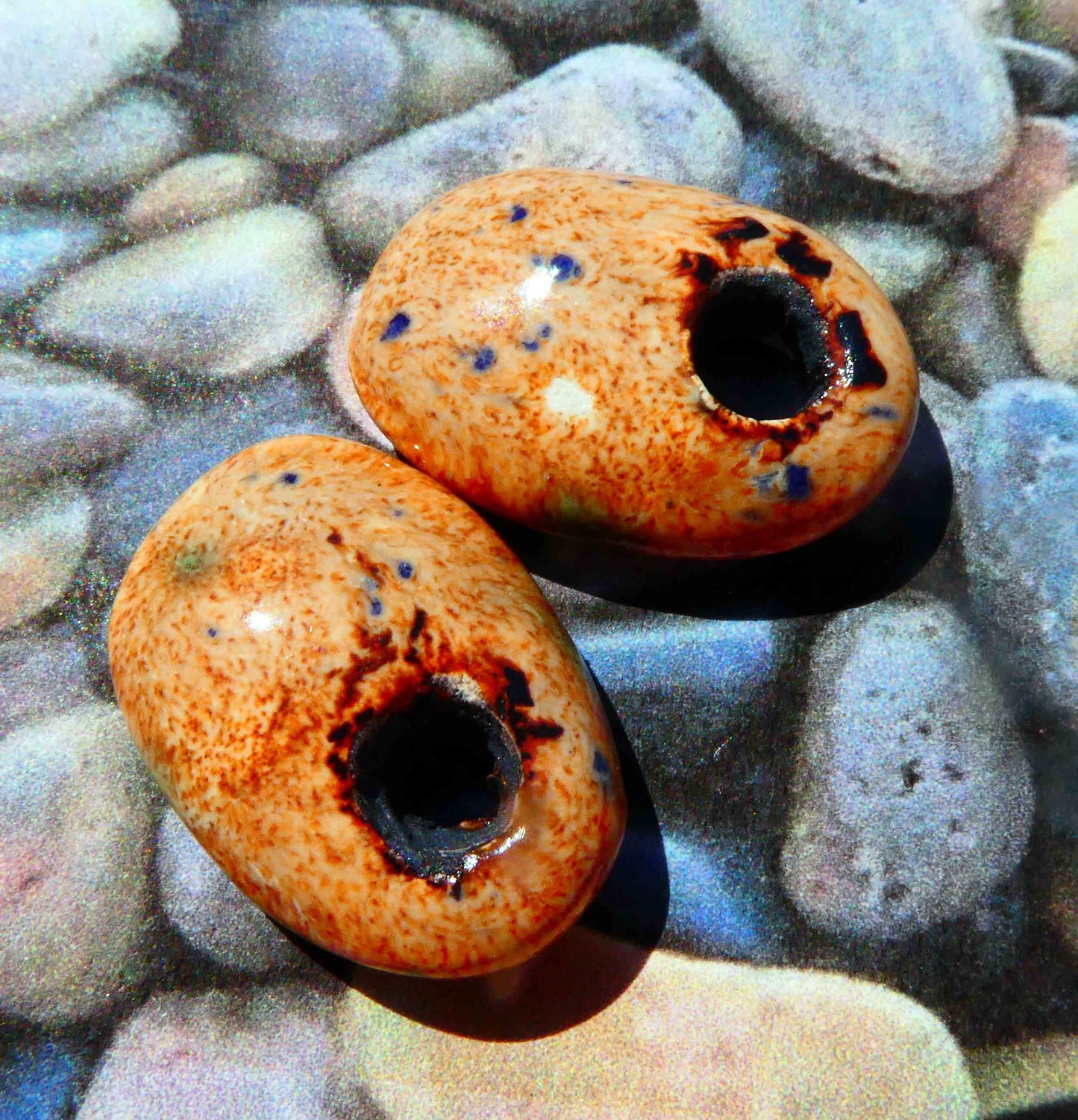 Ceramic Hagstone Pebble Drops -Tibet