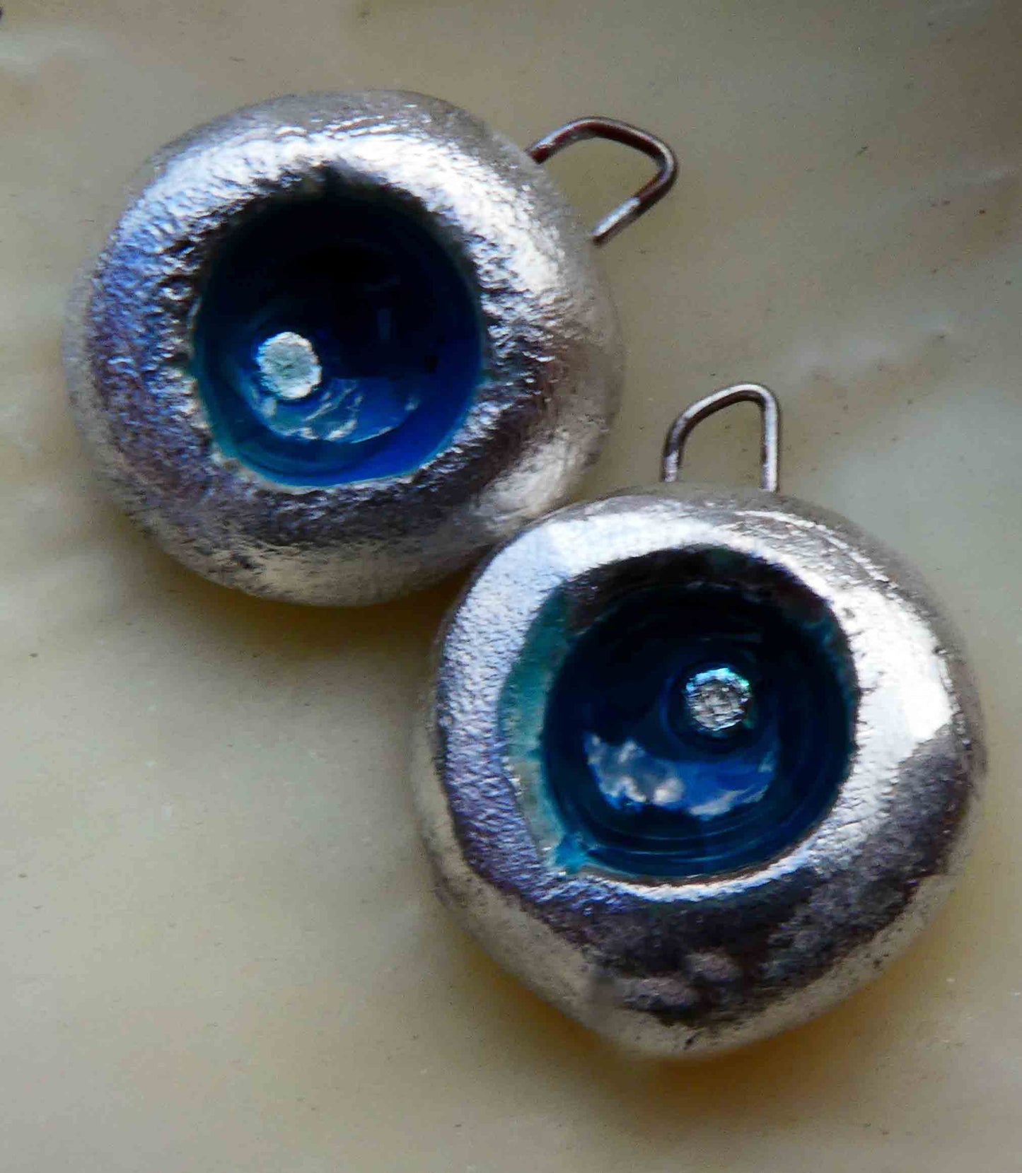 Ceramic Silvery Bowl Enamel Earring Charms -Genoa Blue