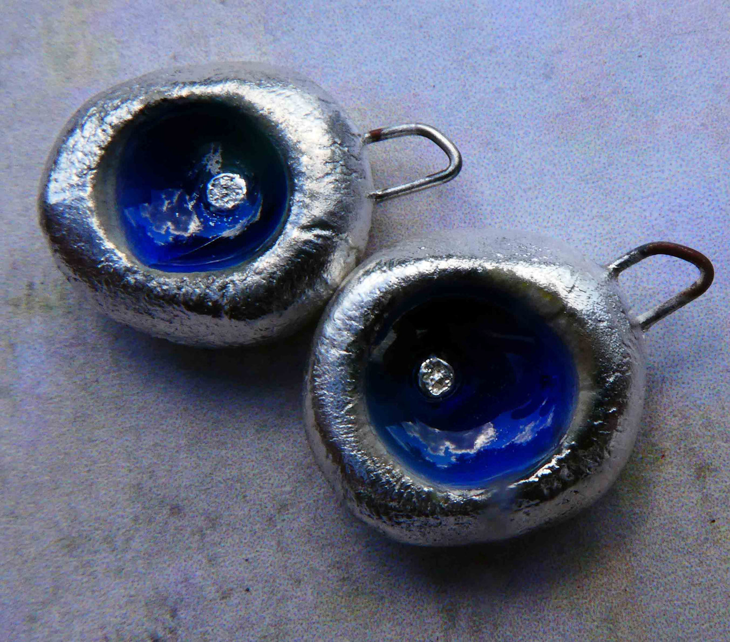 Ceramic Silvery Bowl Enamel Earring Charms -Lapis