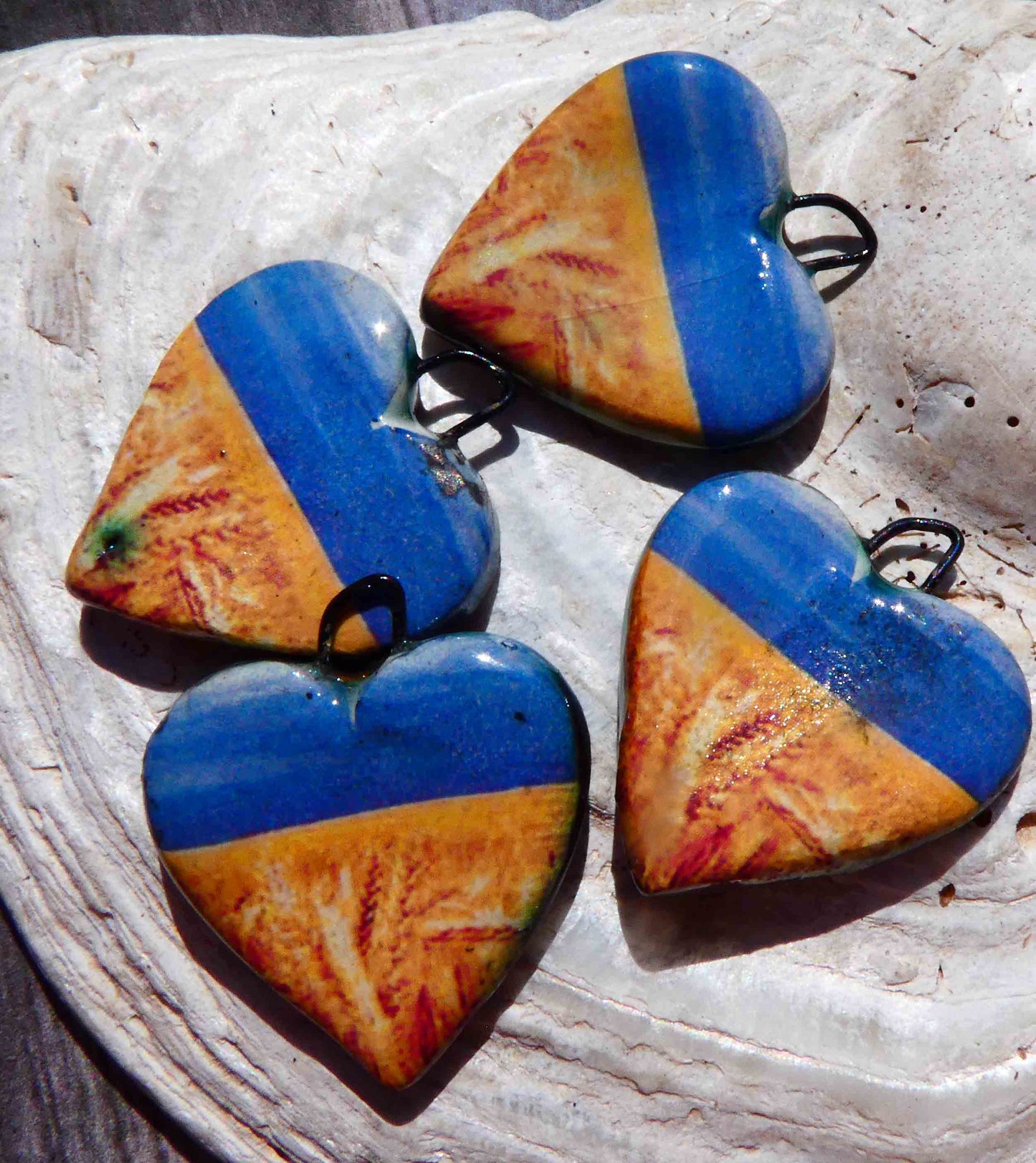 For Ukraine - Skies Over Wheatfield Decal Heart Earring Charms #1