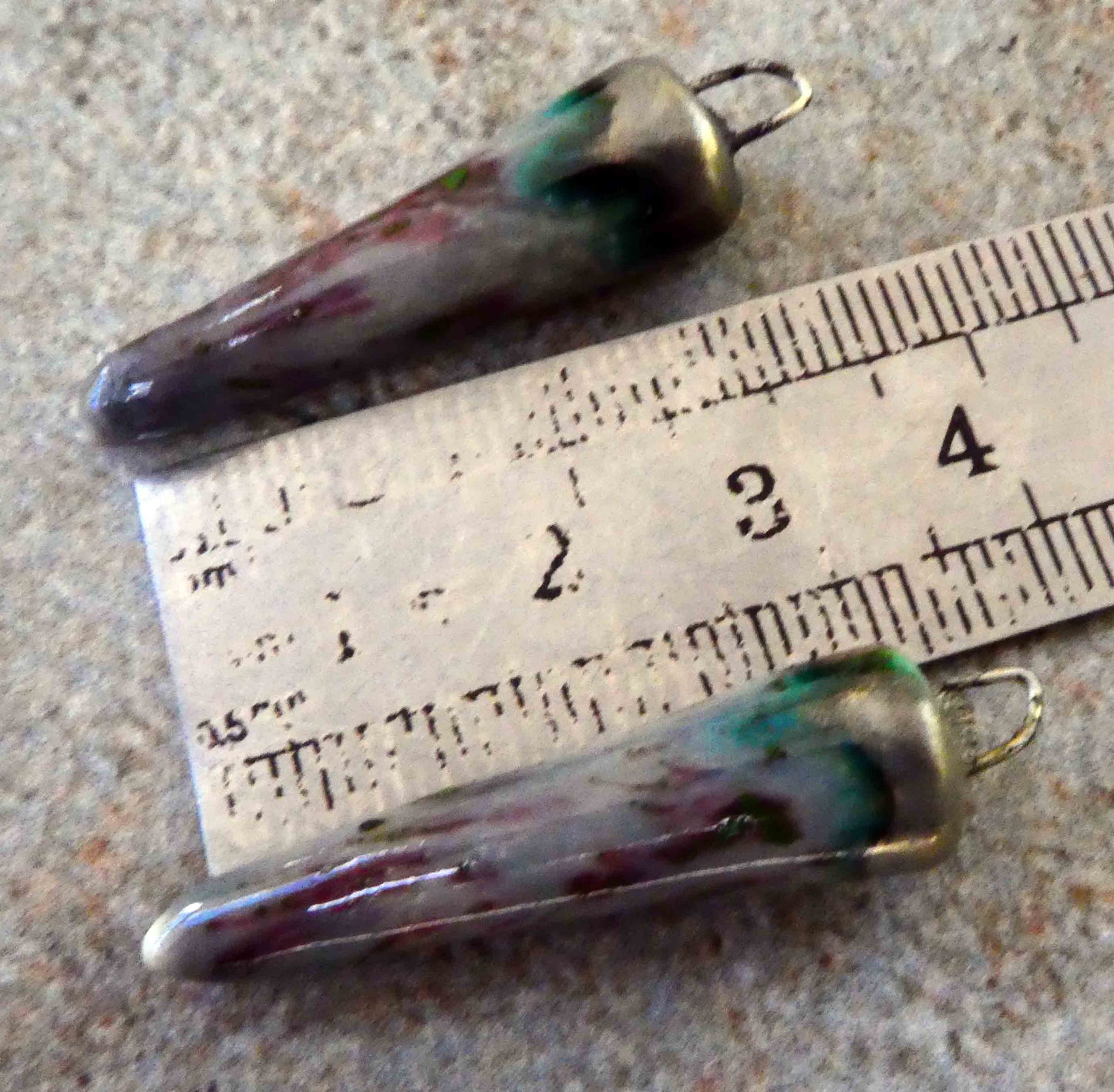 Ceramic Spikes Earring Charms -Damson Swirl