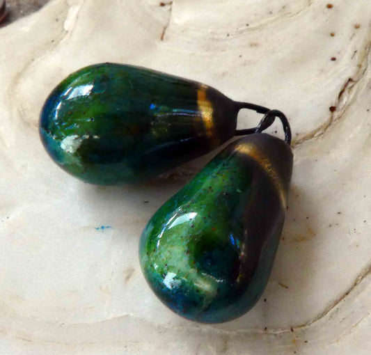 Ceramic Bronzy Drop Earring Charms - Rockpool