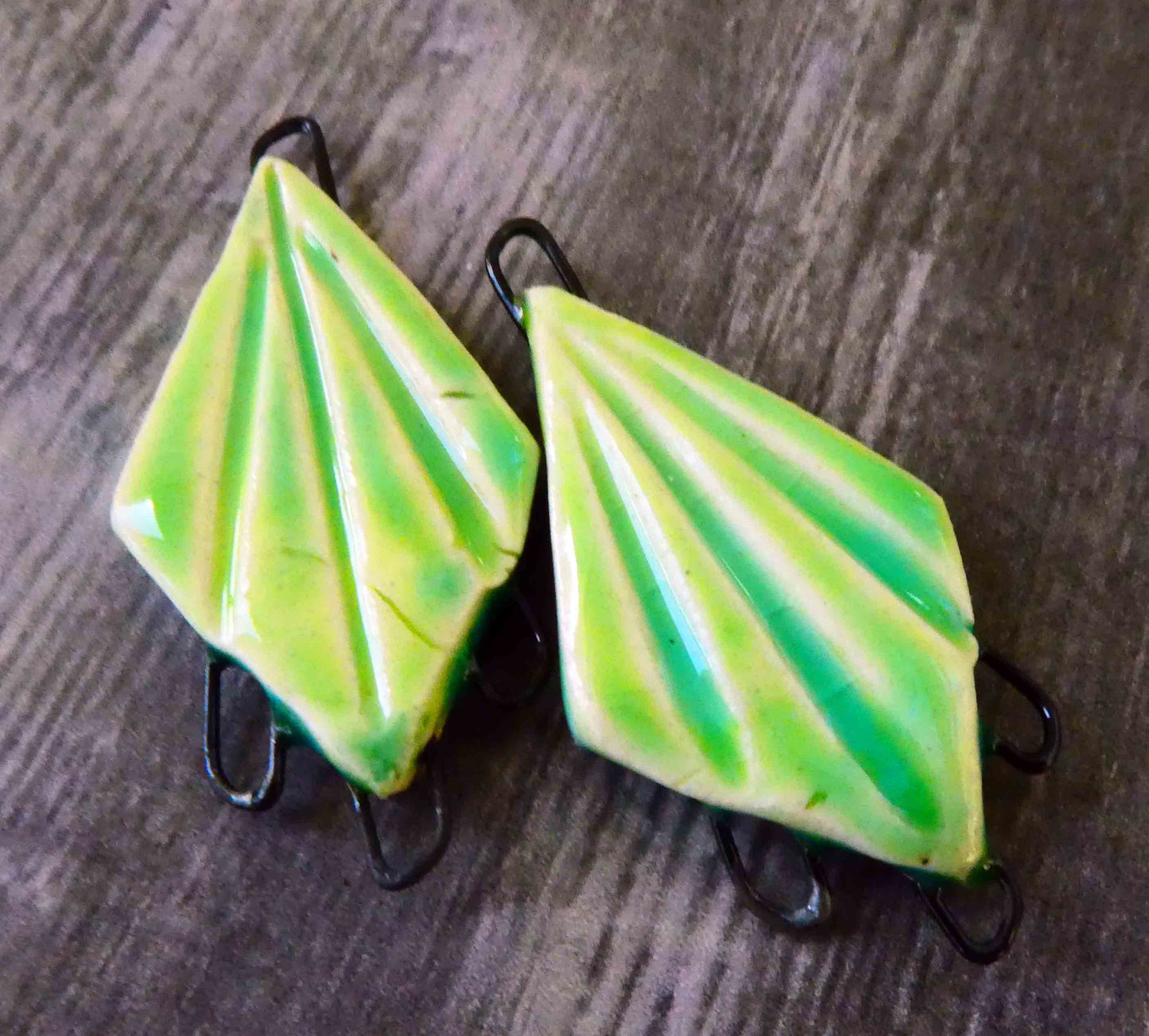 Ceramic Long Diamond Earring Connectors -Lime