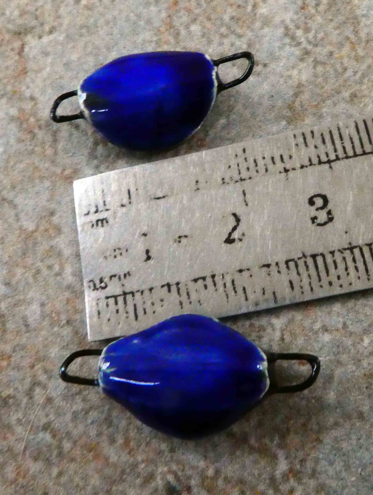 Ceramic Folded Earring Connectors - Mirror Blue