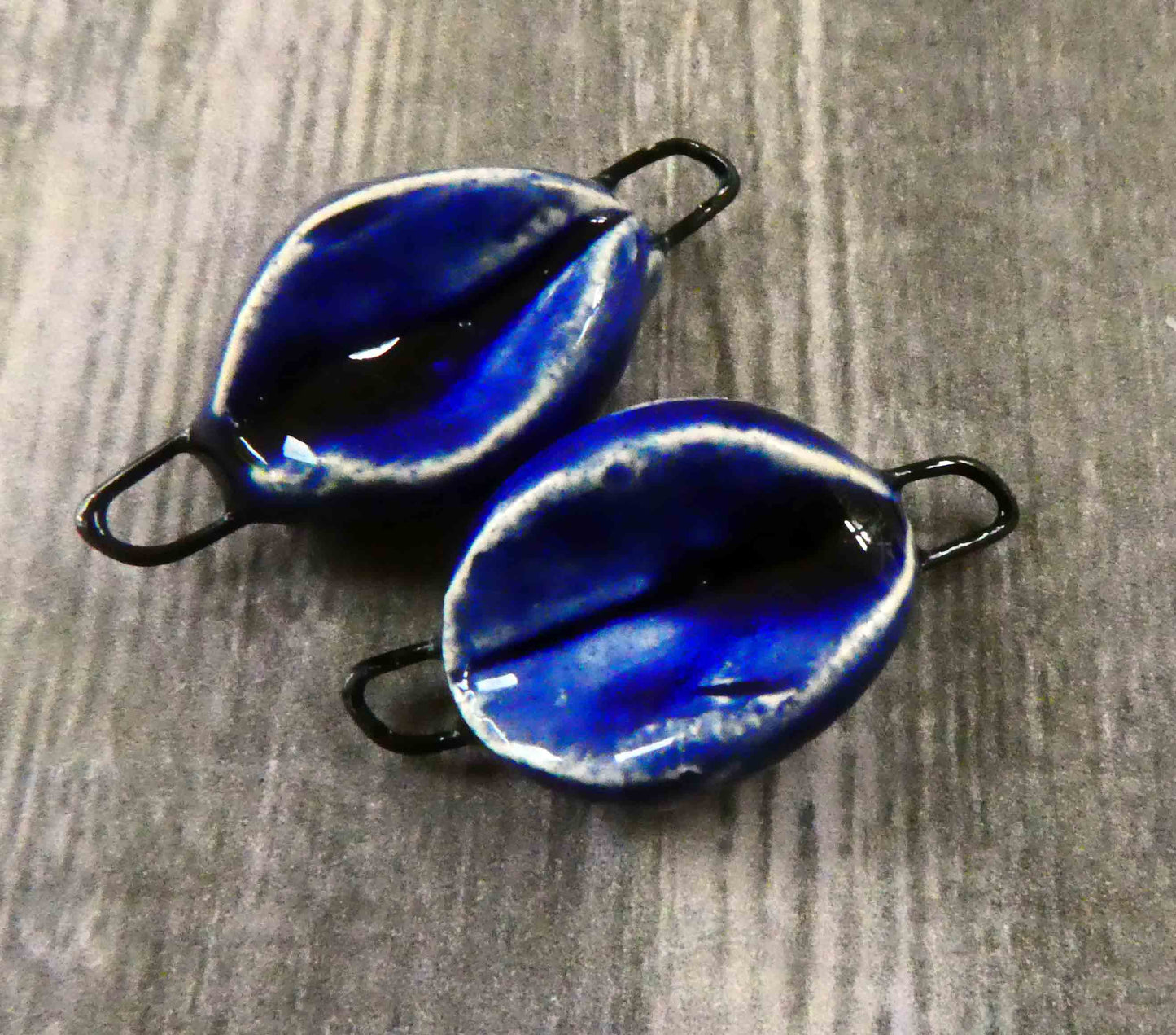 Ceramic Folded Earring Connectors - Mirror Blue