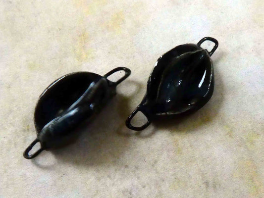 Ceramic Folded Earring Connectors - Obsidian