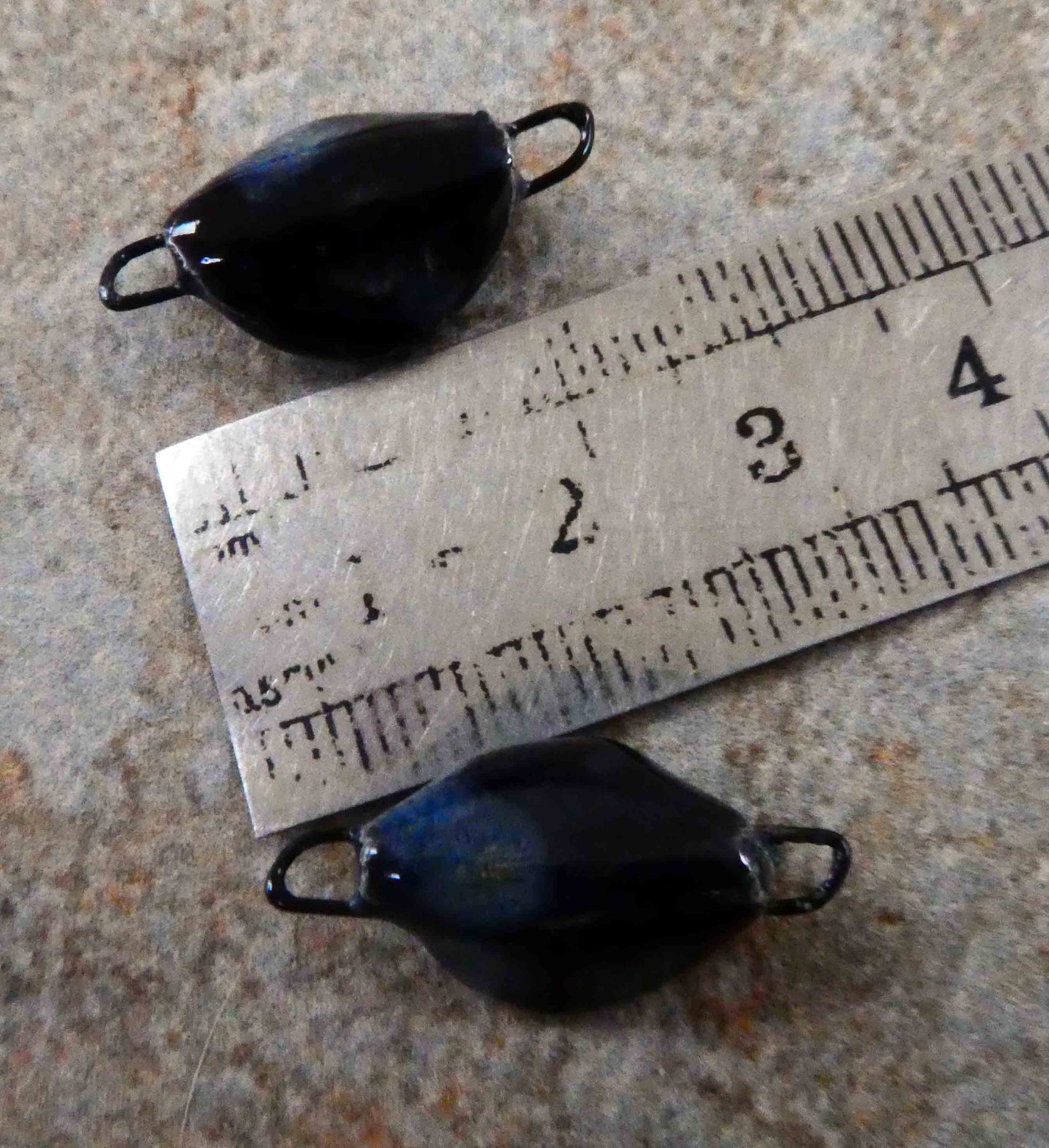 Ceramic Folded Earring Connectors - Obsidian
