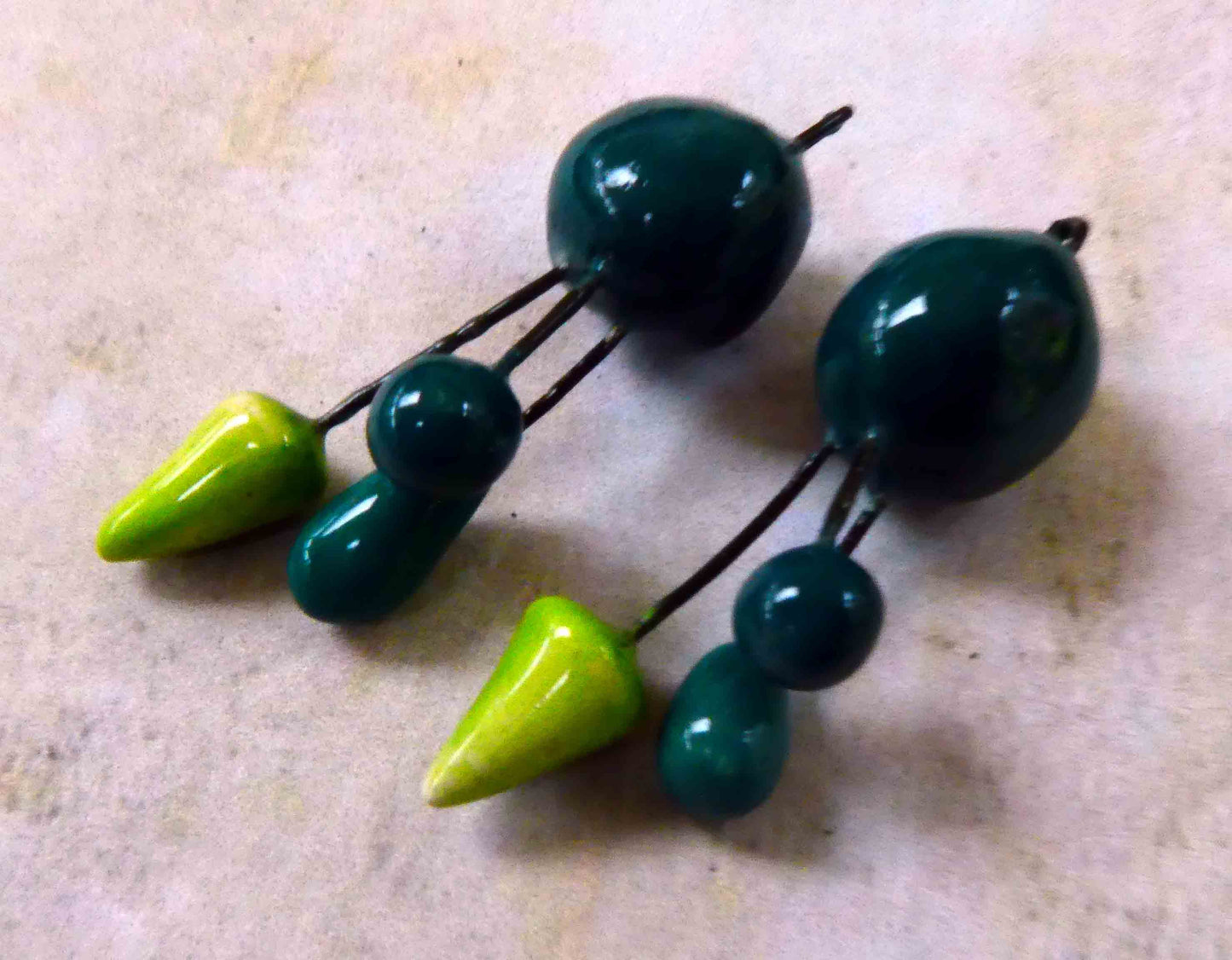 Ceramic Bobble and Mixed Bobble Earring Charms -Dark Teal