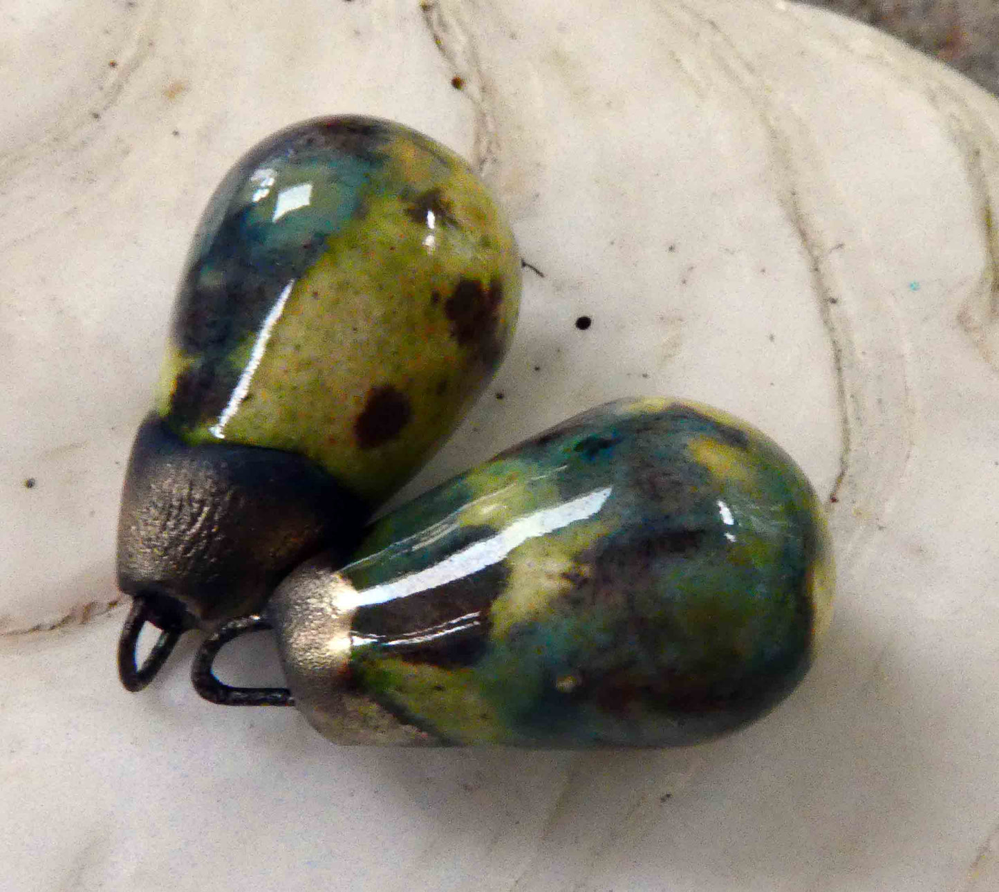 Ceramic Drops Earring Charms - Mottled Marble
