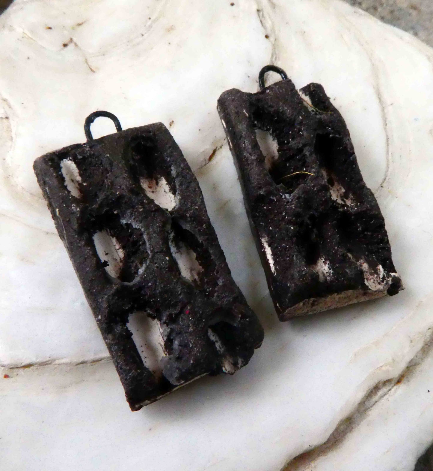 Mixed Ceramic Carved Tablet Drops Earring Charms #2