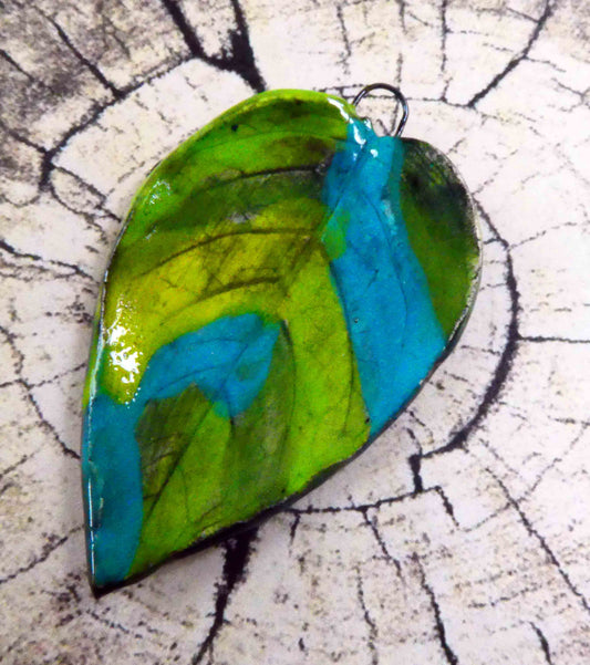 Ceramic Leaf Pendant #2